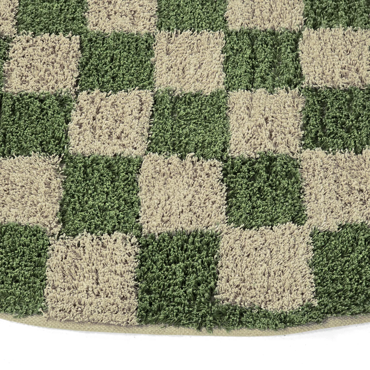 Kulatý koberec - Elsey Natural Cotton Shaggy (zelená/béžová)