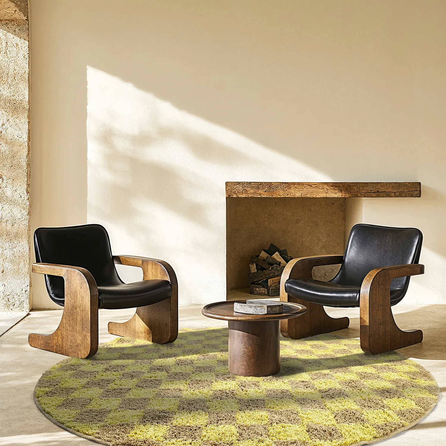 Kulatý koberec - Elsey Natural Cotton Shaggy (žlutá/béžový)