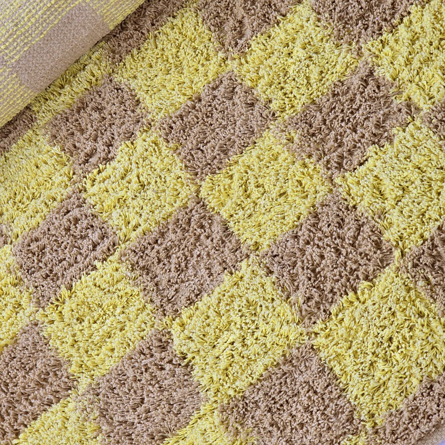 Kulatý koberec - Elsey Natural Cotton Shaggy (žlutá/béžový)