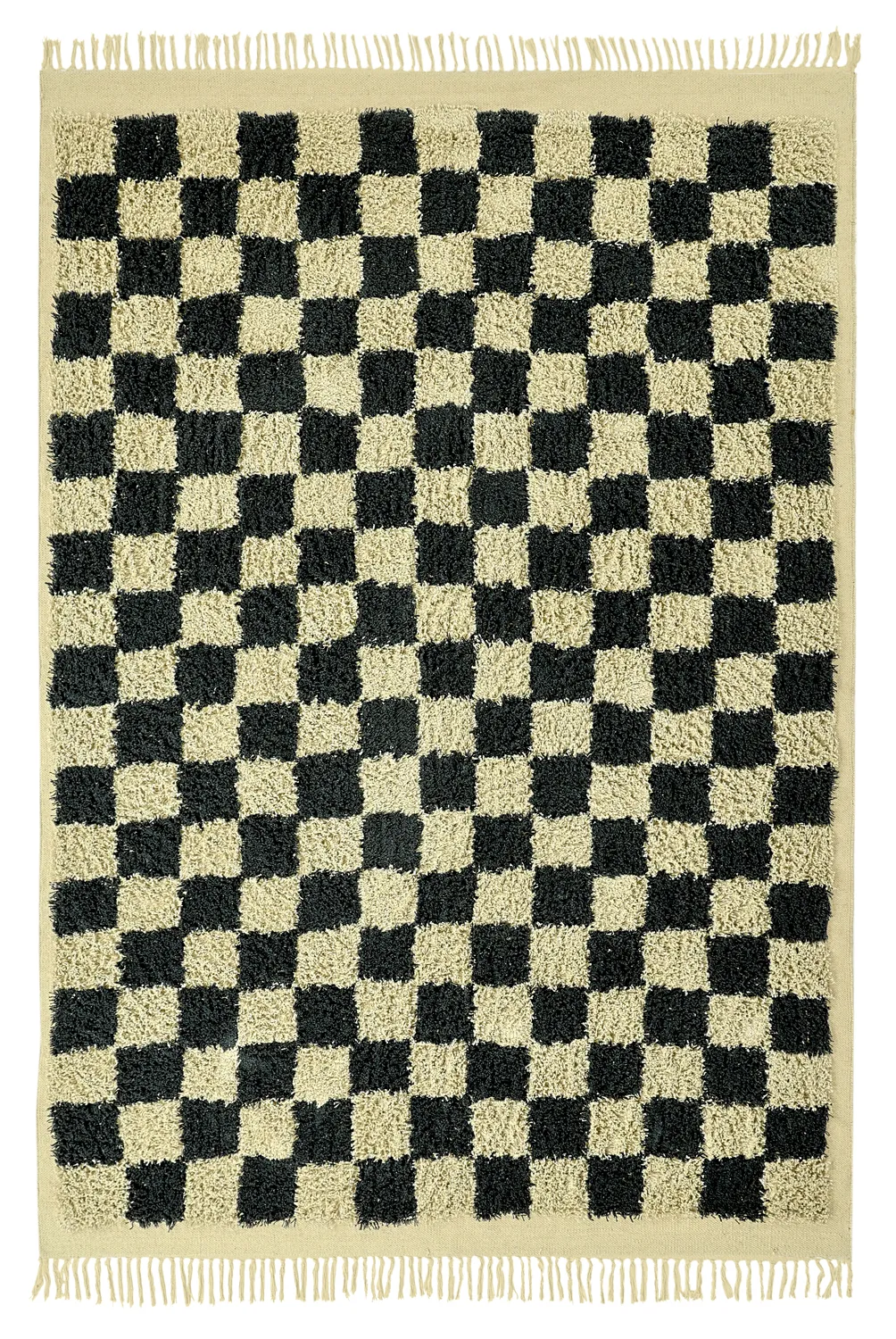 Shaggy koberce - Elsey Natural Cotton Shaggy (černá/béžová)