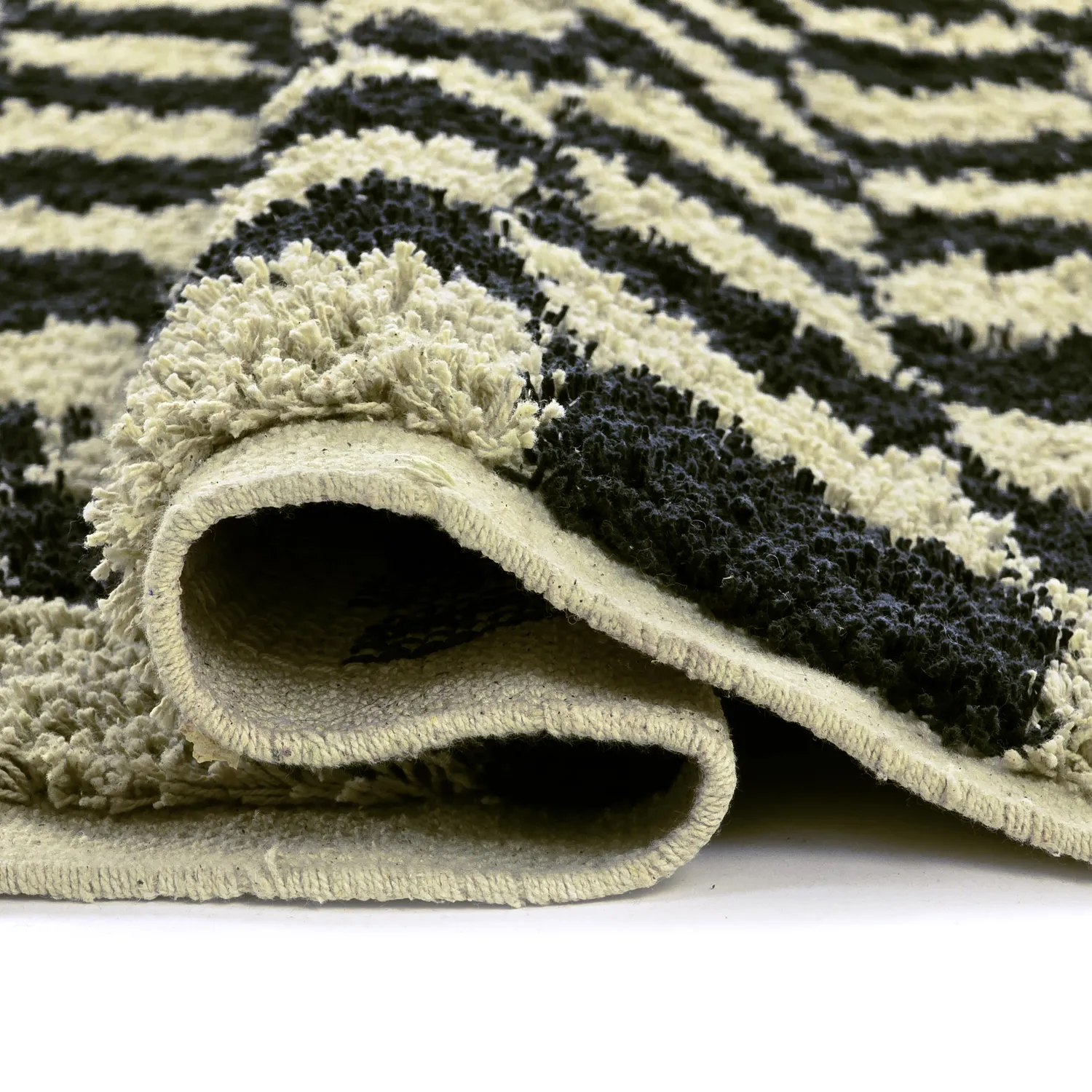 Shaggy koberce - Elsey Natural Cotton Shaggy (černá/béžová)