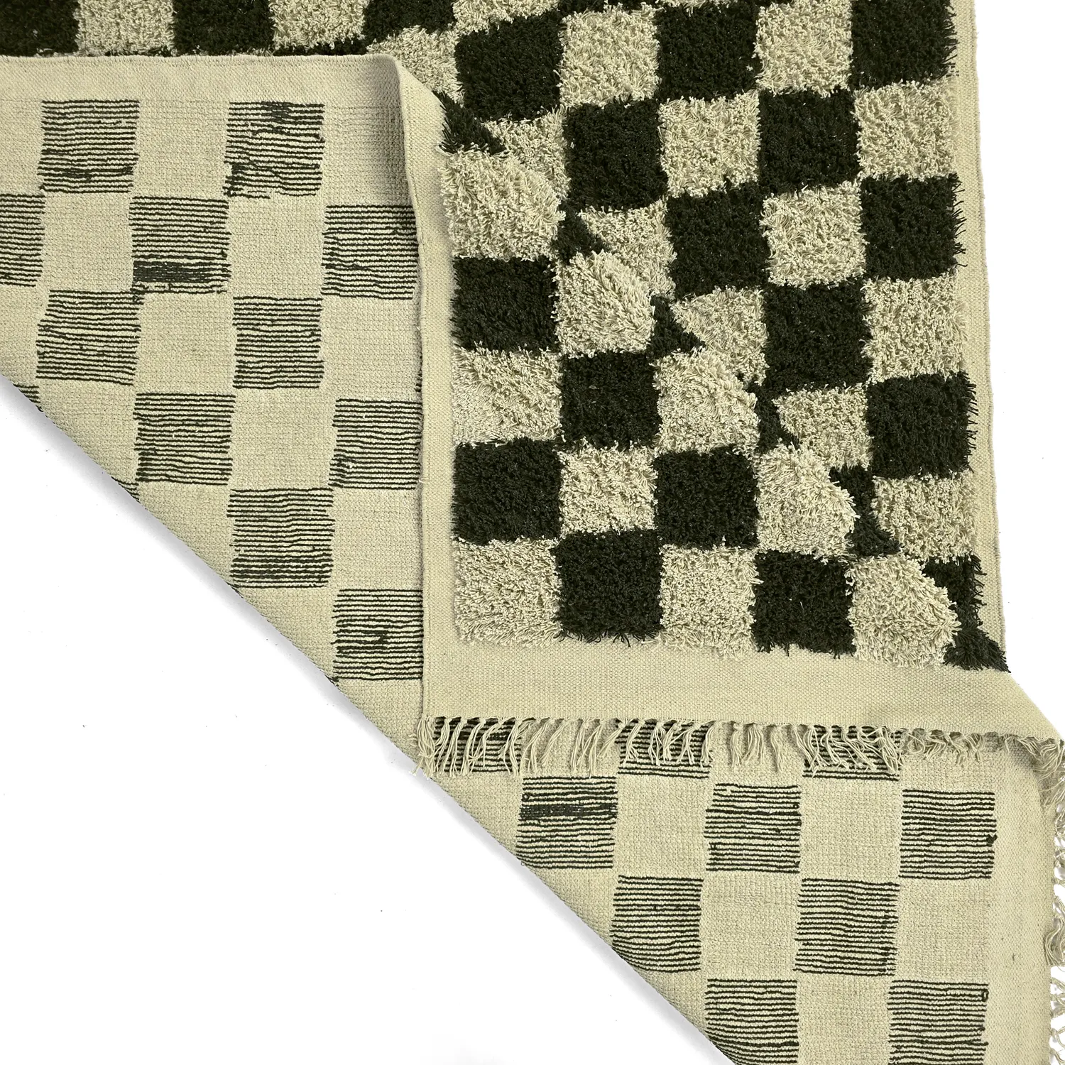 Shaggy koberce - Elsey Natural Cotton Shaggy (černá/béžová)