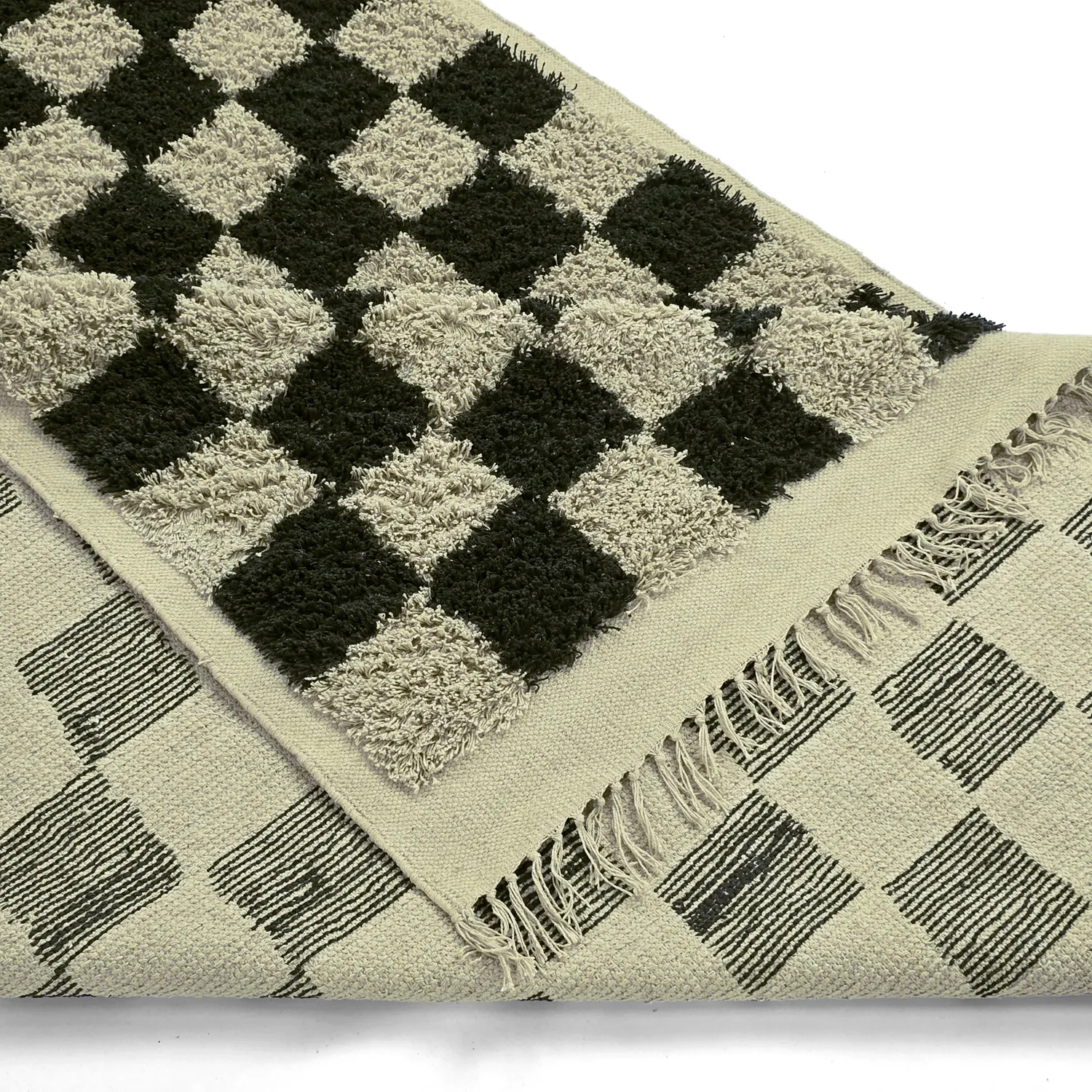 Shaggy koberce - Elsey Natural Cotton Shaggy (černá/béžová)