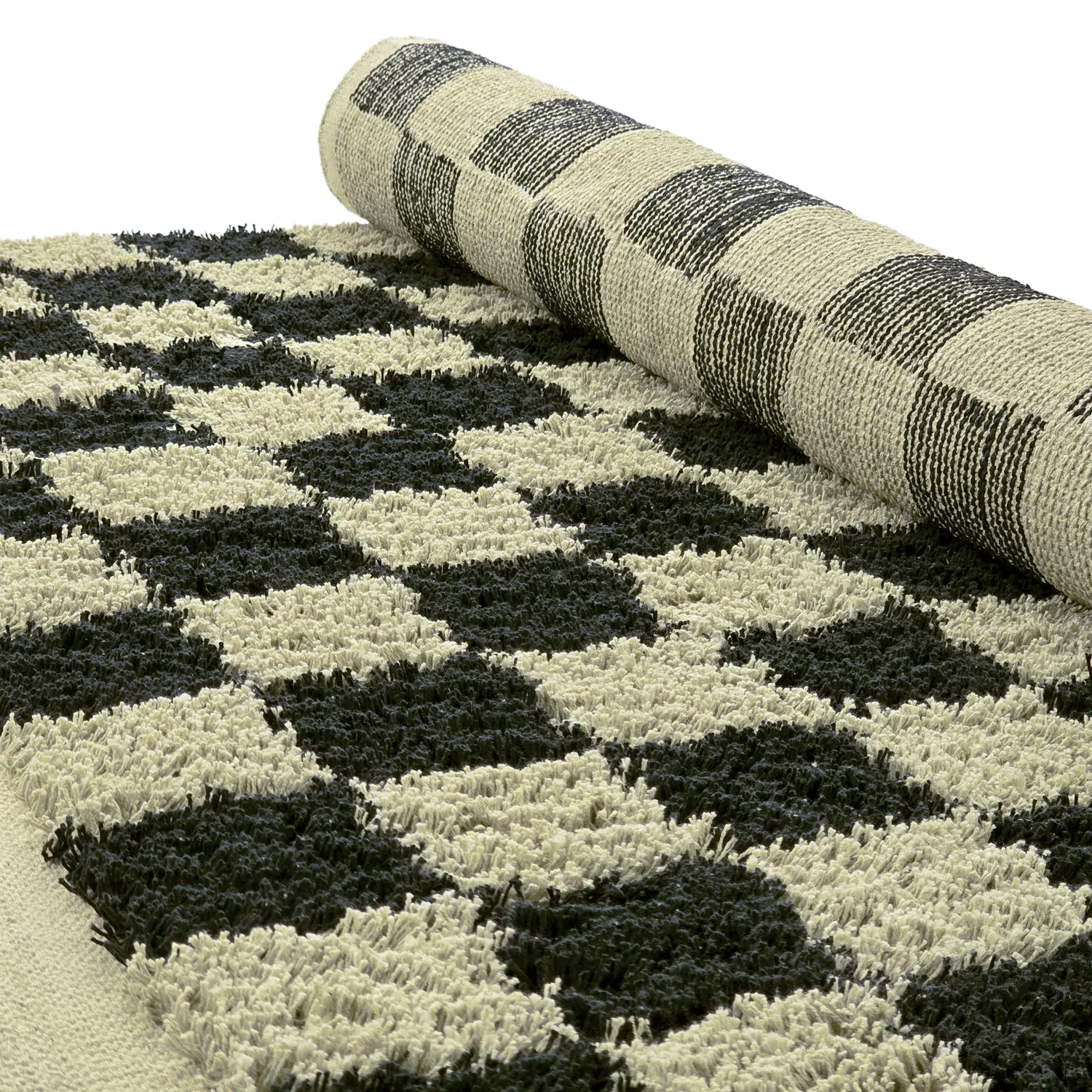 Shaggy koberce - Elsey Natural Cotton Shaggy (černá/béžová)