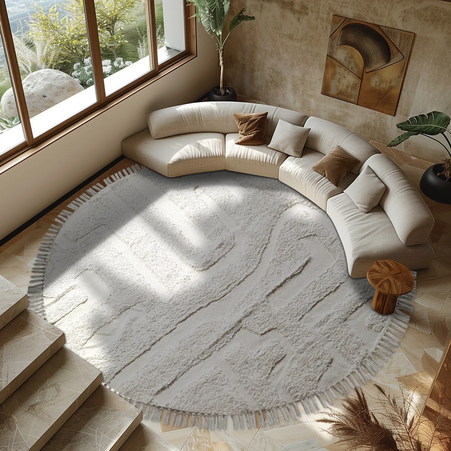 Kulatý koberec - Fallon Natural Cotton Shaggy (offwhite)