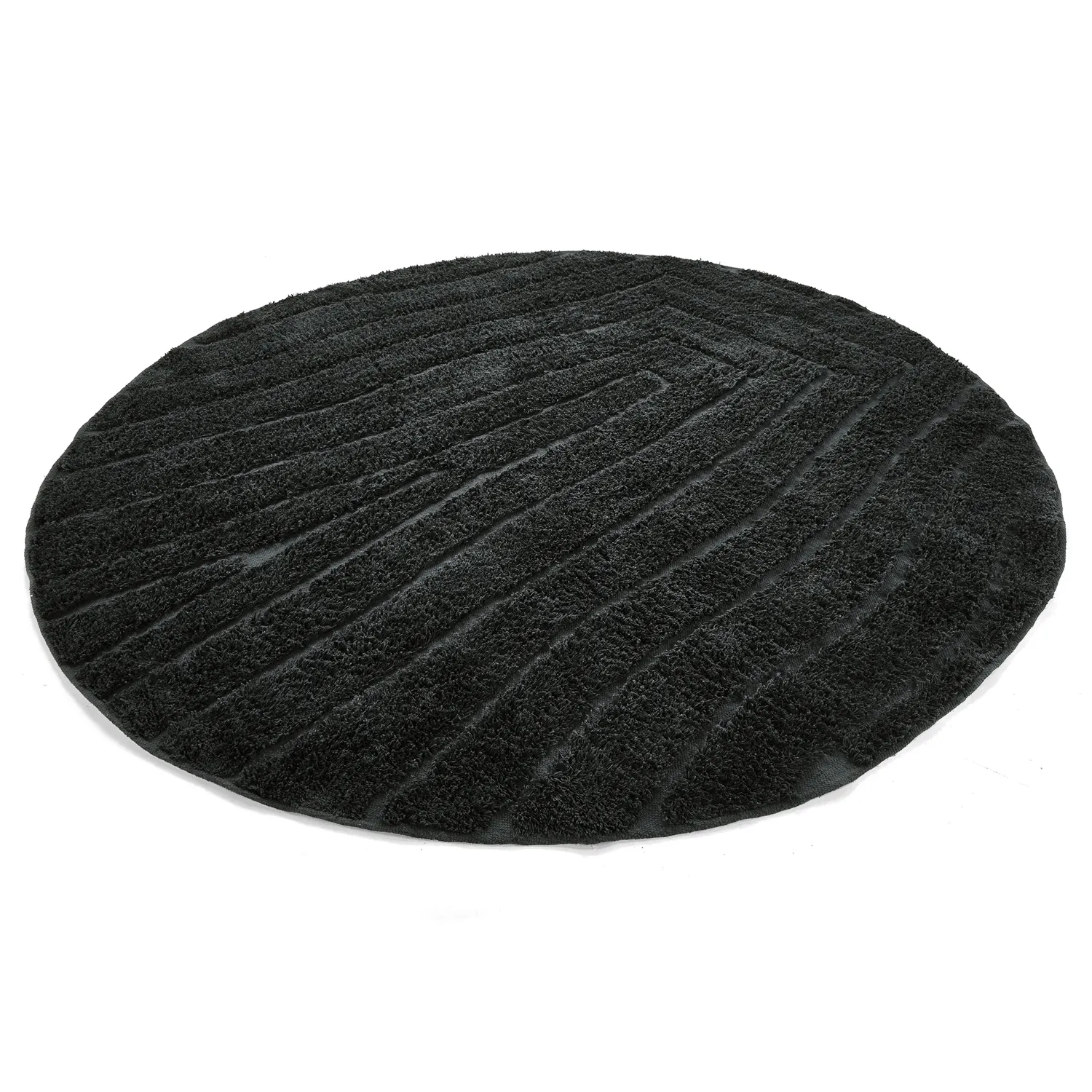 Kulatý koberec - Farley Natural Cotton Shaggy (černý)