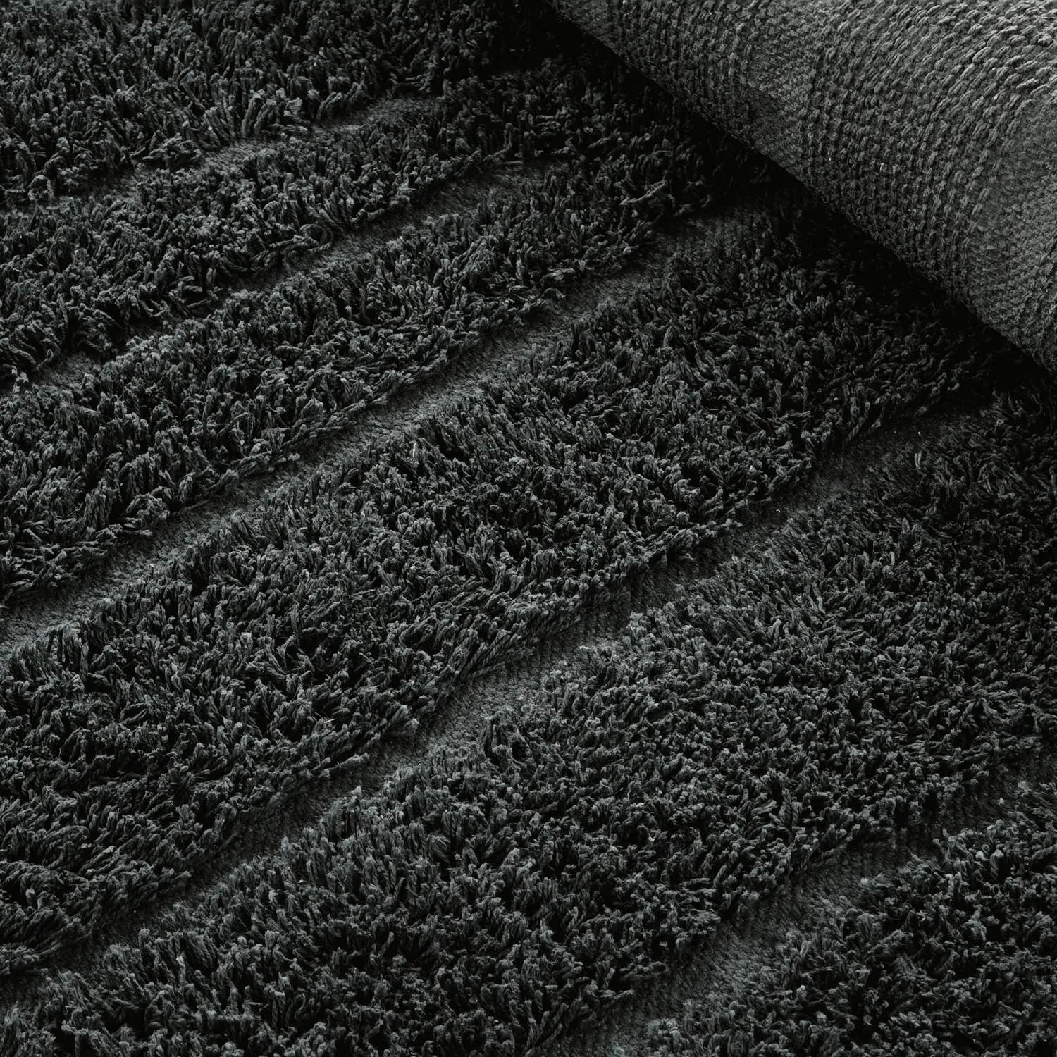Kulatý koberec - Farley Natural Cotton Shaggy (černý)