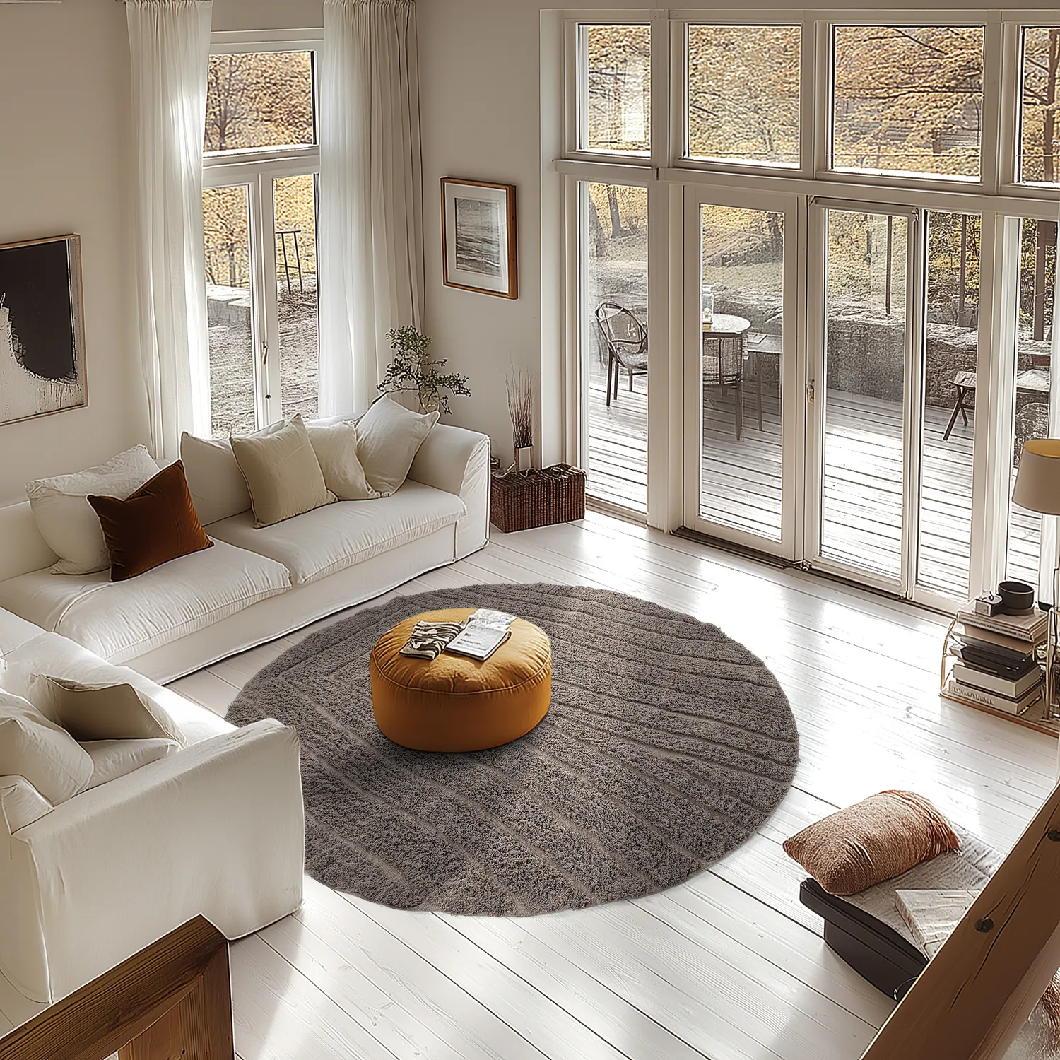 Kulatý koberec - Farley Natural Cotton Shaggy (taupe)