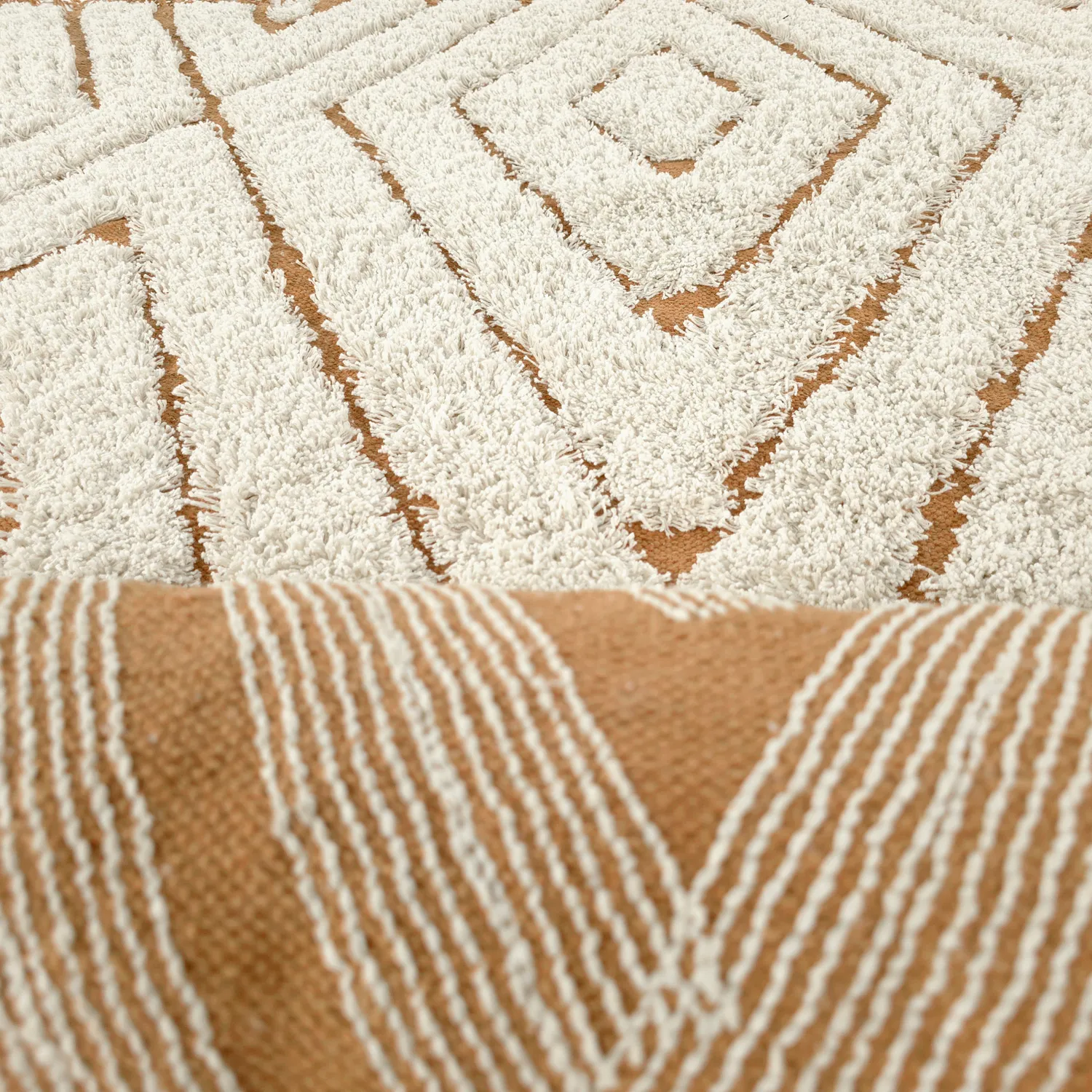 Shaggy koberce - Holwell Natural Cotton Shaggy (šedobílá/hnědá)