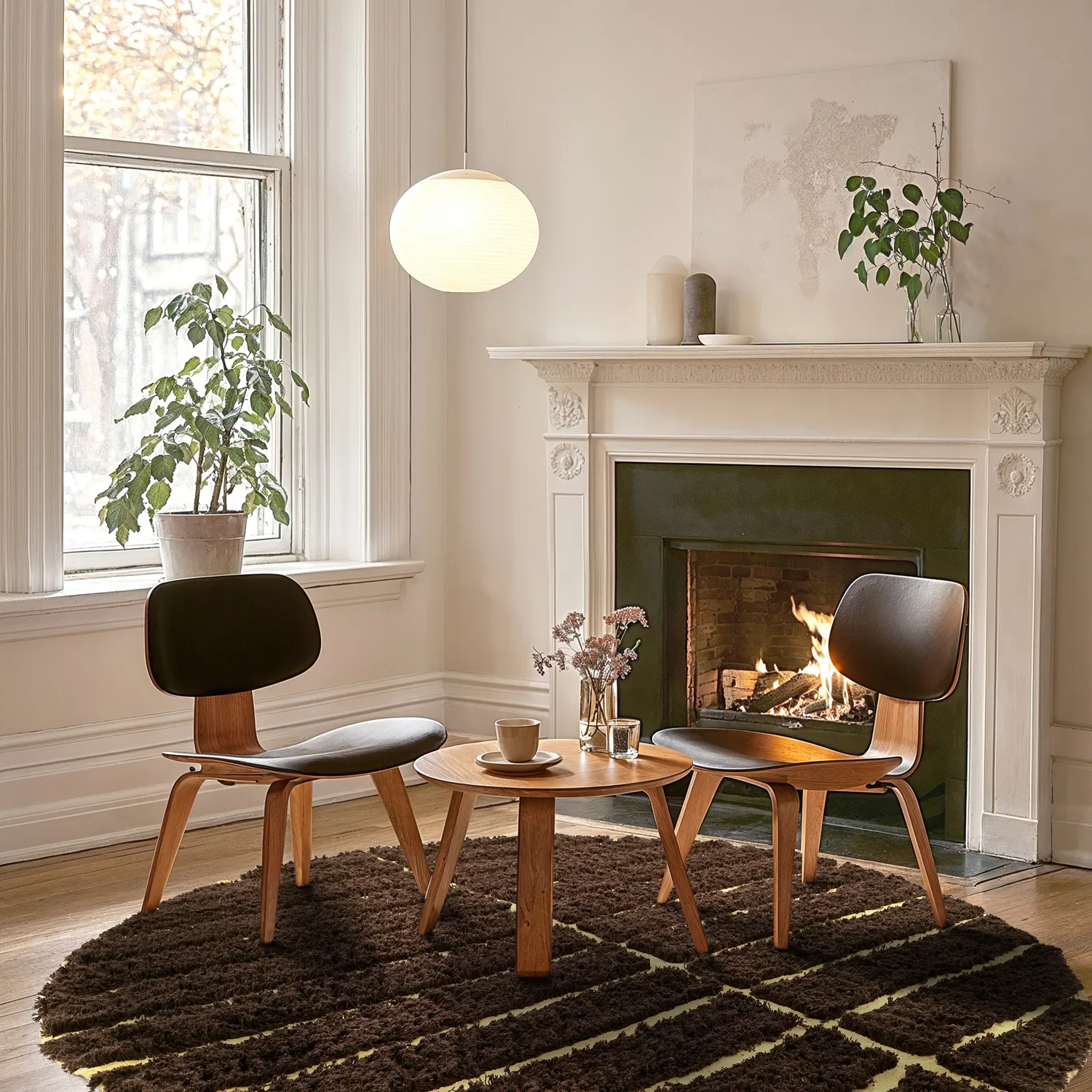 Kulatý koberec - Ikara Natural Cotton Shaggy (hnědý)