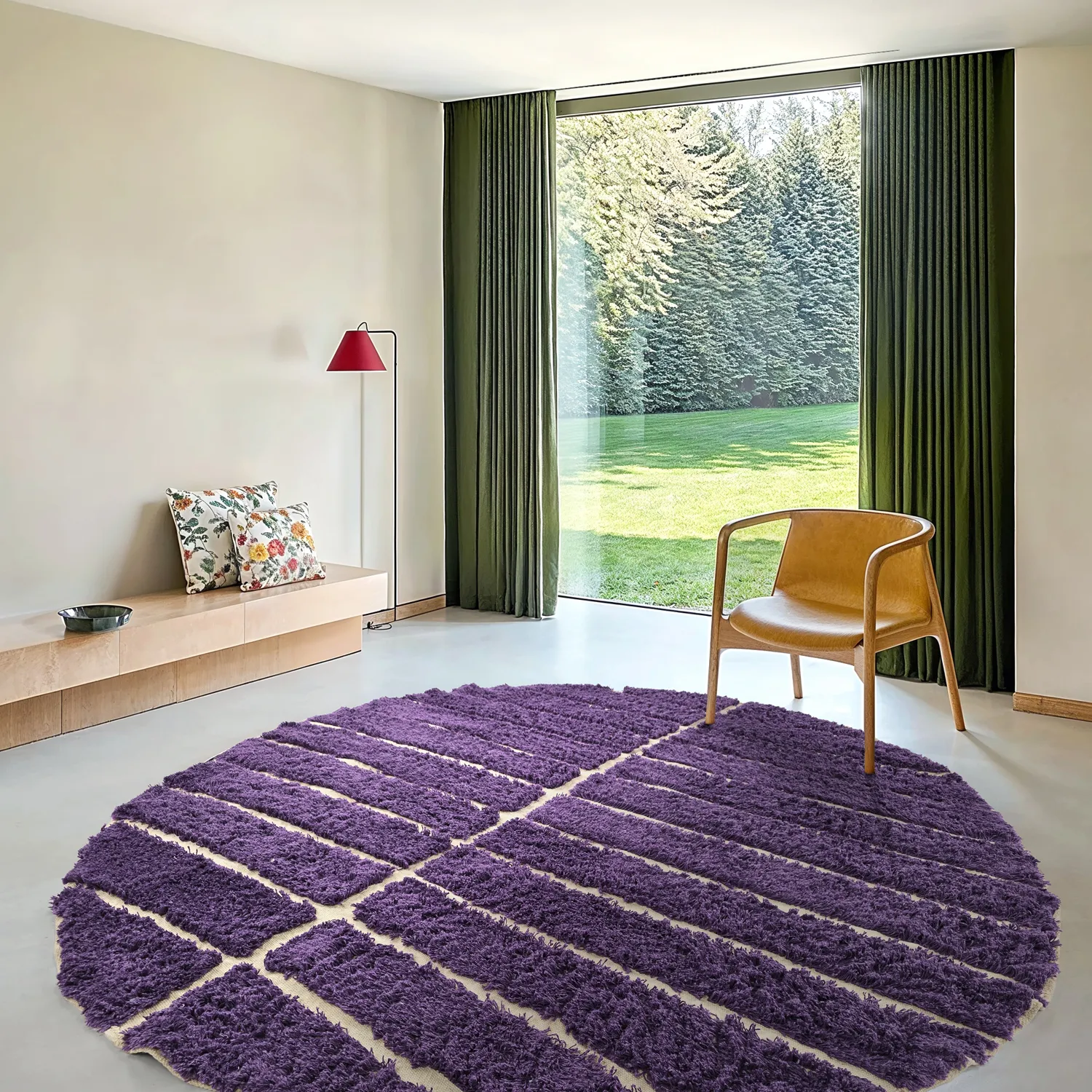 Kulatý koberec - Ikara Natural Cotton Shaggy (fialová)