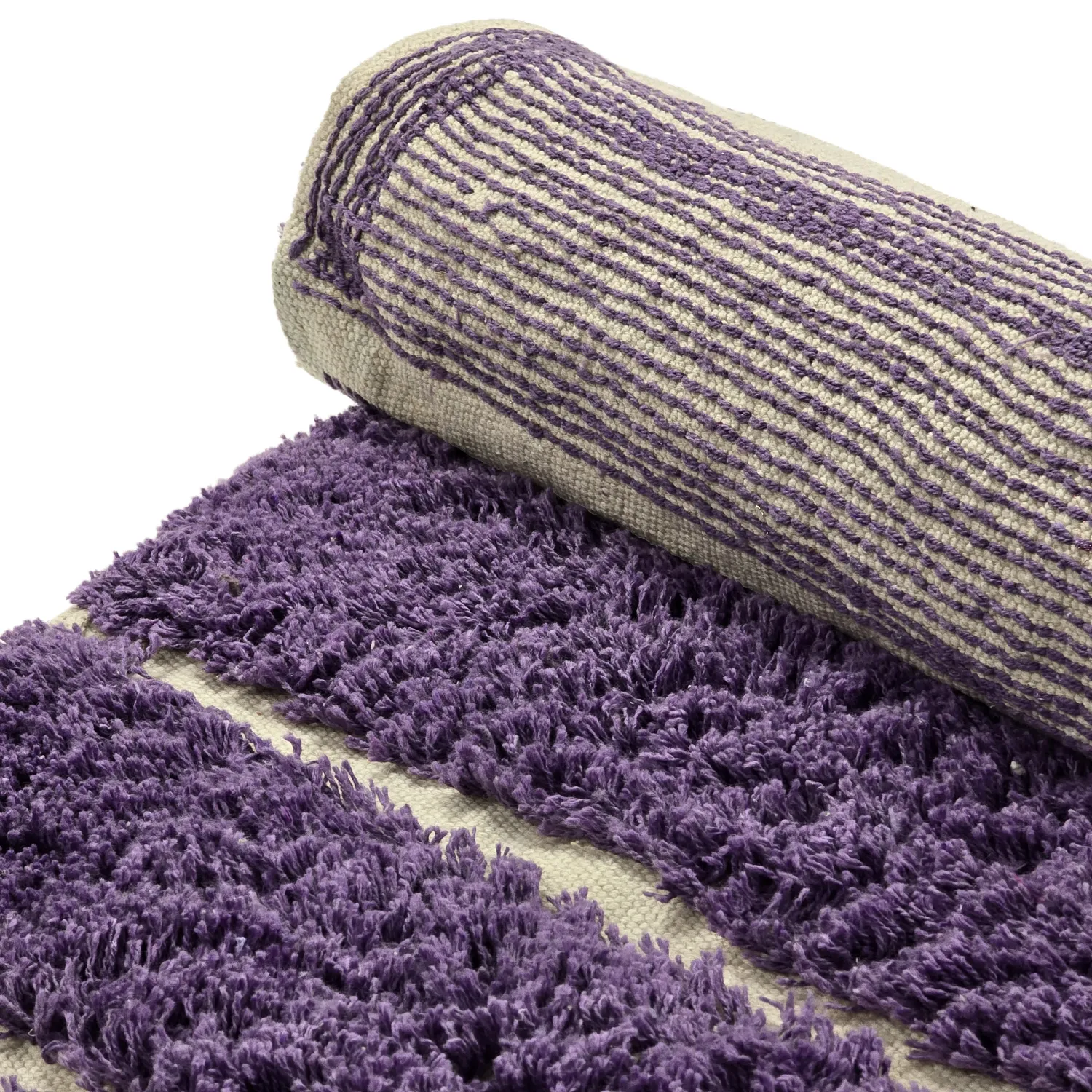 Kulatý koberec - Ikara Natural Cotton Shaggy (fialová)