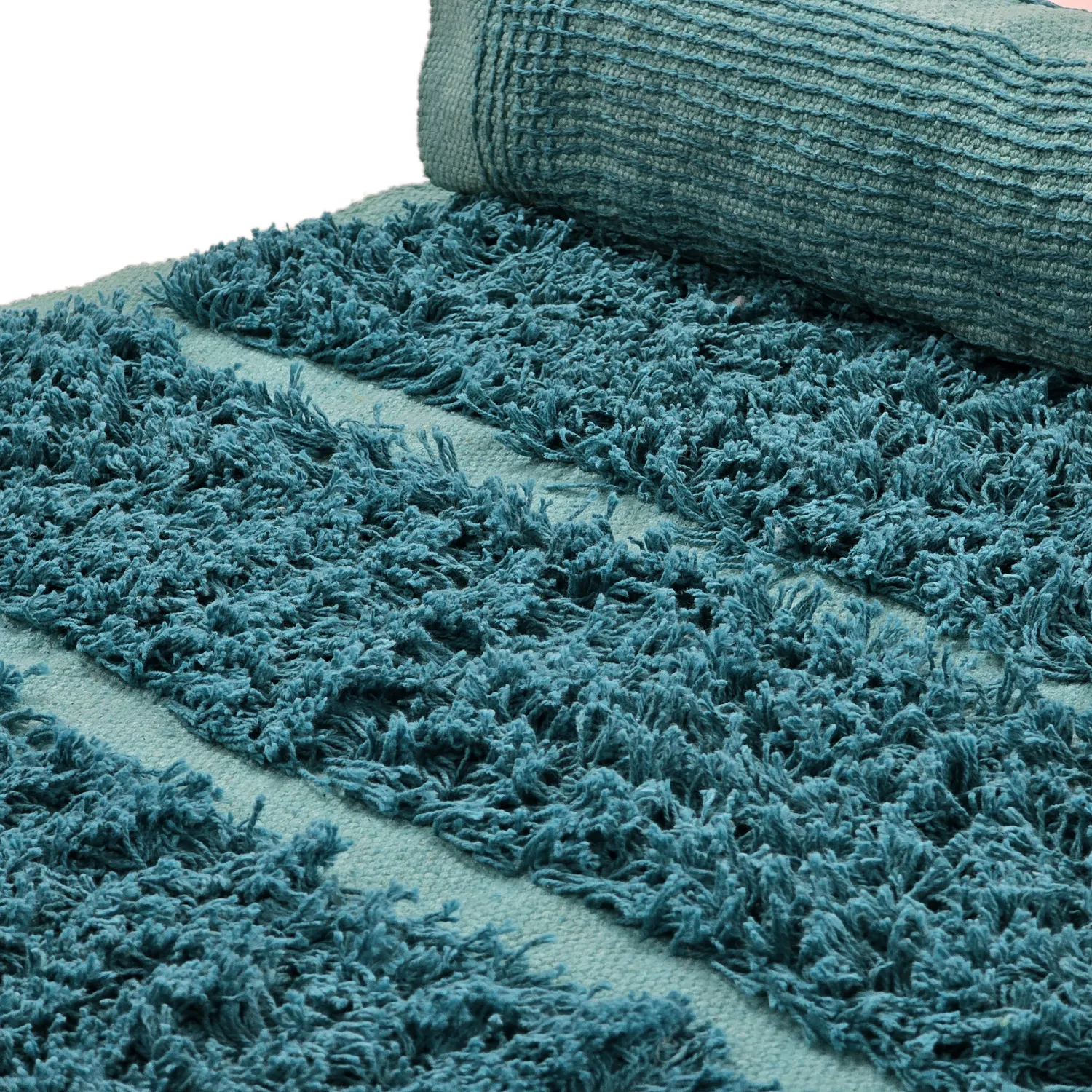 Shaggy koberce - Ikara Natural Cotton Shaggy (tyrkysový)
