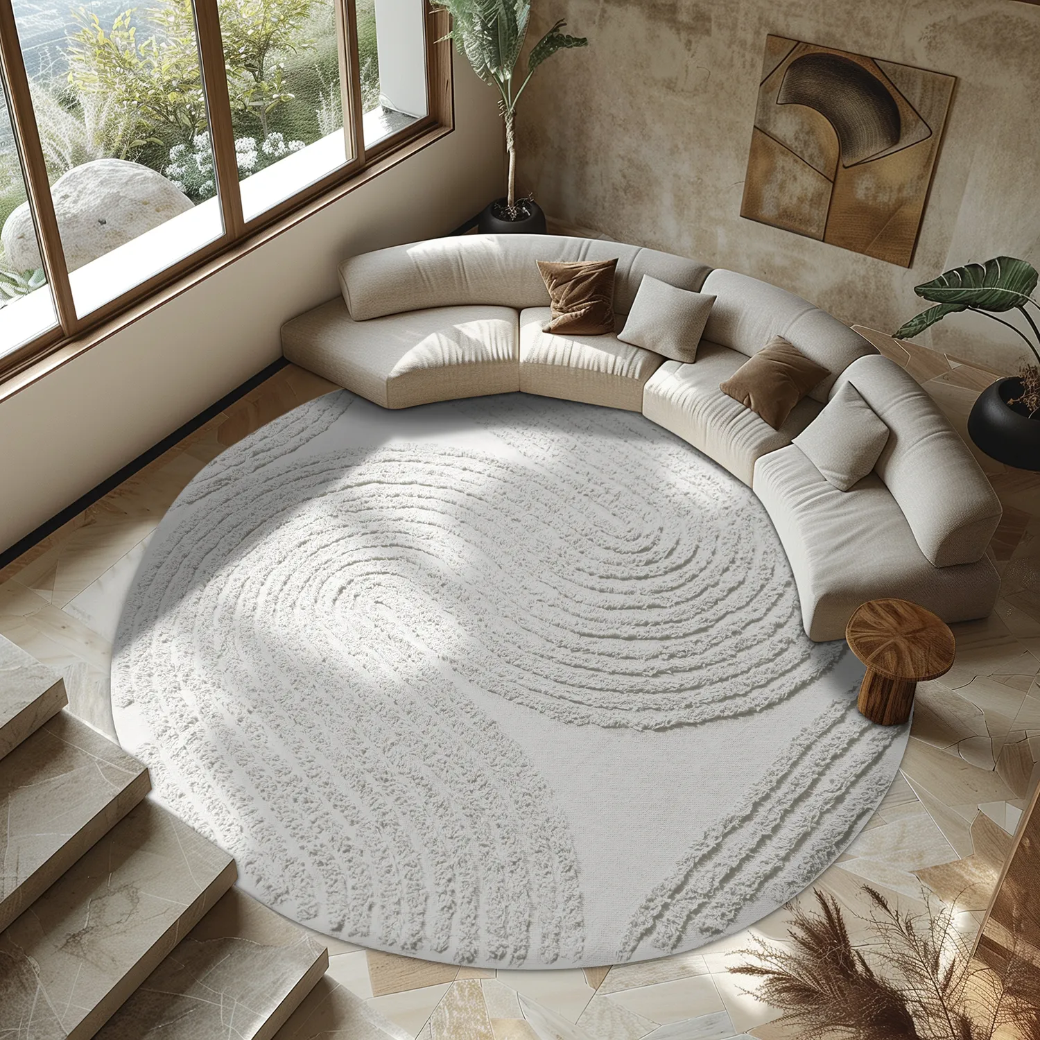 Kulatý koberec - Jovie Natural Cotton Shaggy (offwhite)