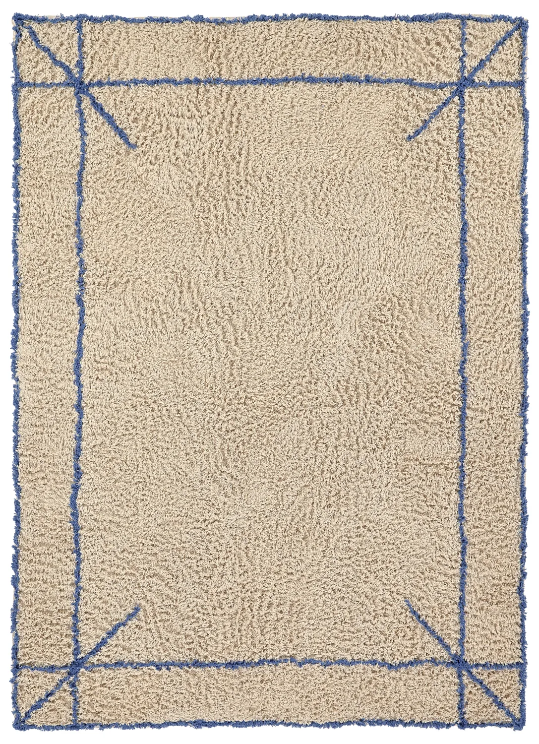 Shaggy koberce - Kairi Natural Cotton Shaggy (béžová/modrá)