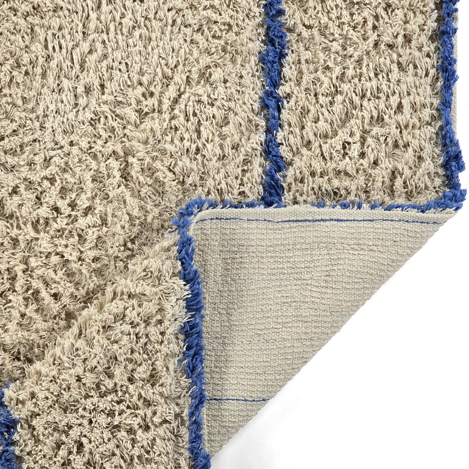 Shaggy koberce - Kairi Natural Cotton Shaggy (béžová/modrá)