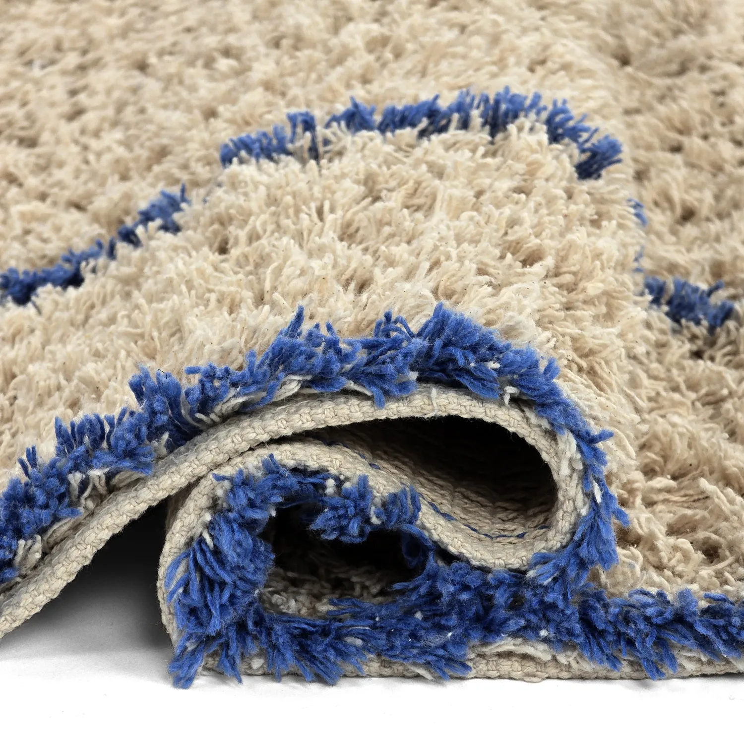 Shaggy koberce - Kairi Natural Cotton Shaggy (béžová/modrá)