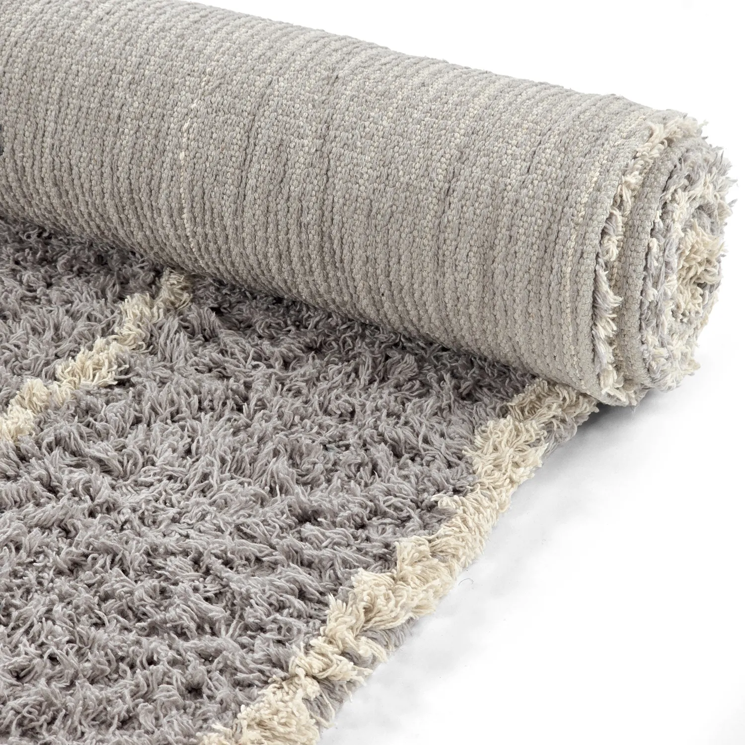 Shaggy koberce - Kairi Natural Cotton Shaggy (šedá/béžová)