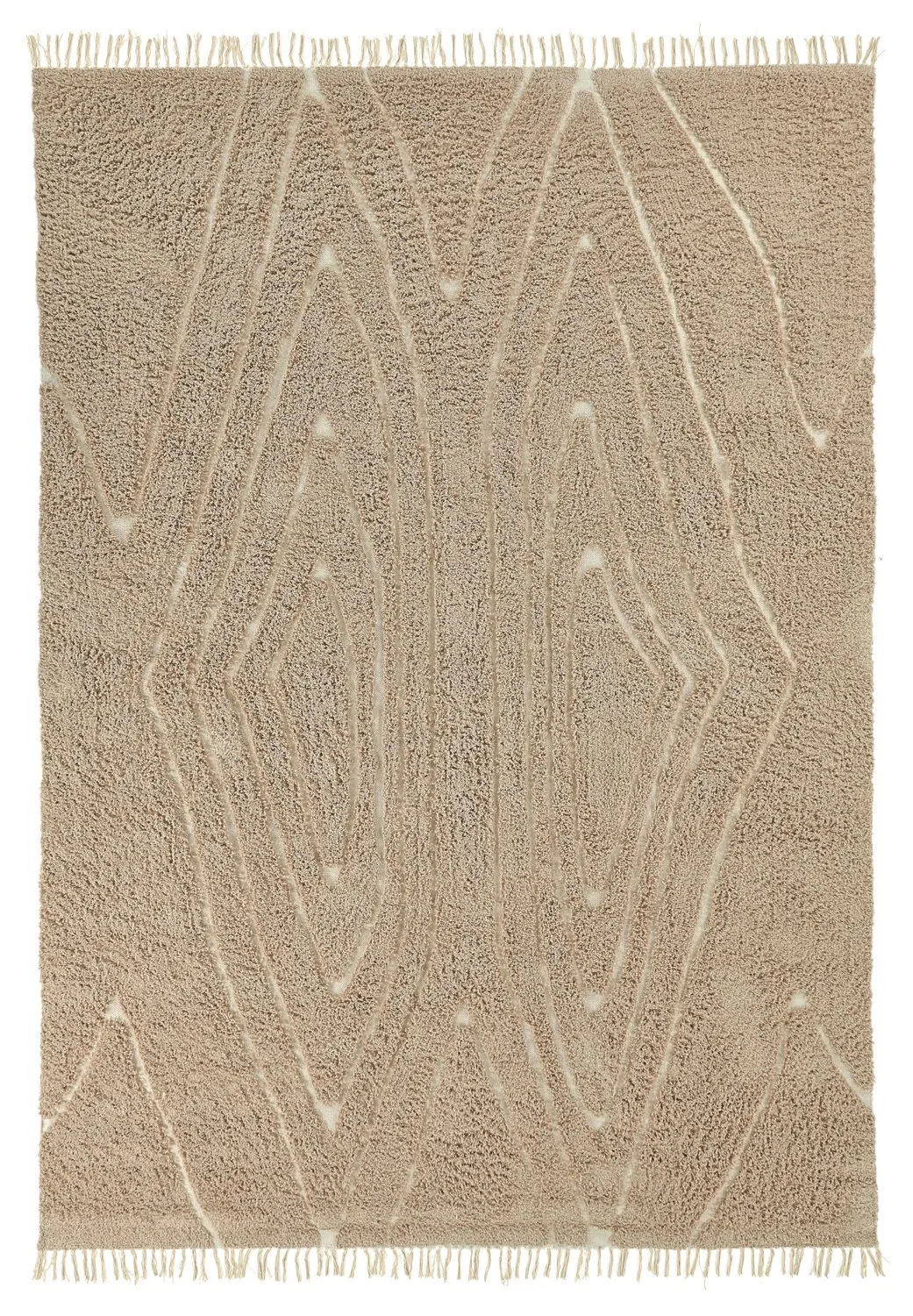 Shaggy koberce - Kindon Natural Cotton Shaggy (béžová/bílá)