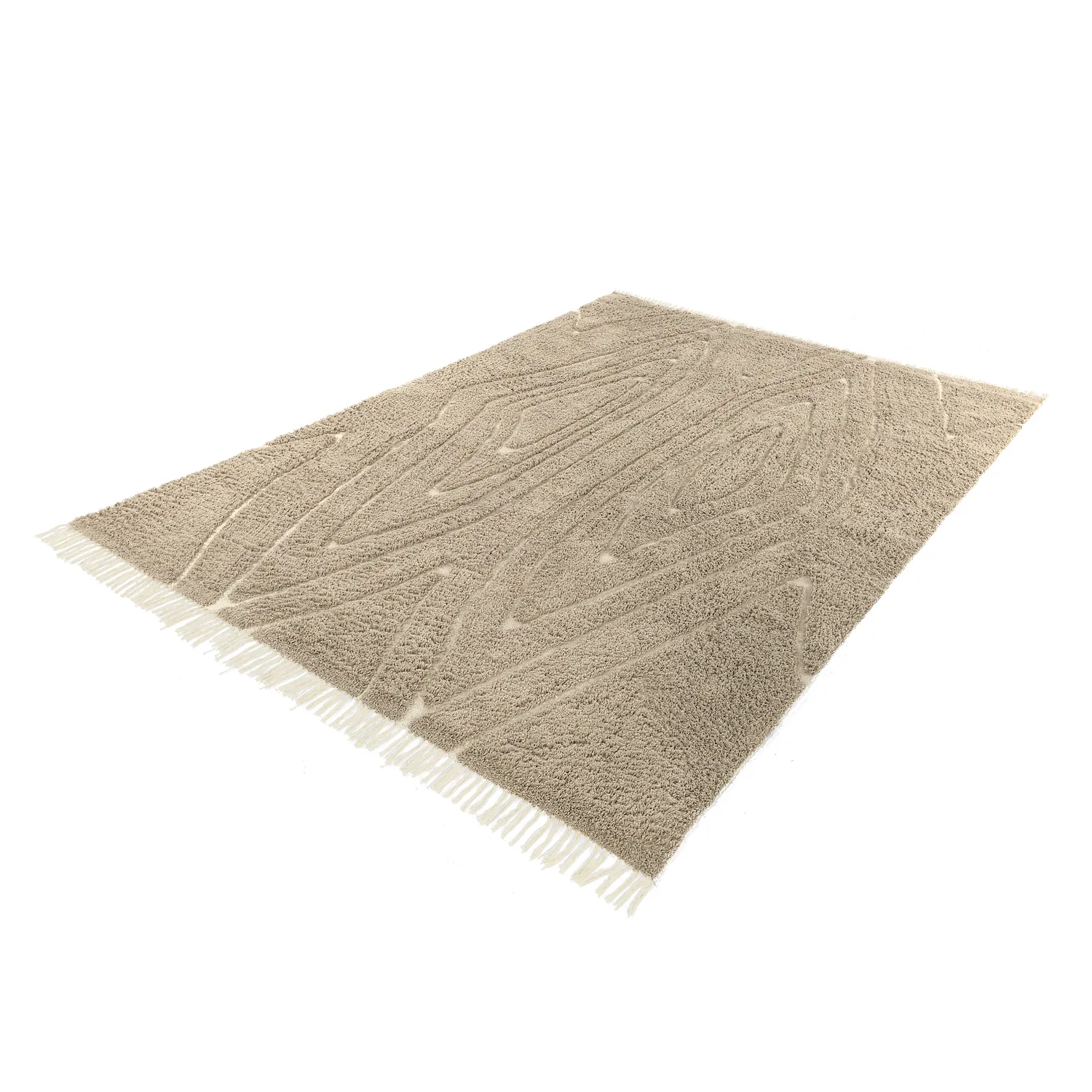 Shaggy koberce - Kindon Natural Cotton Shaggy (béžová/bílá)