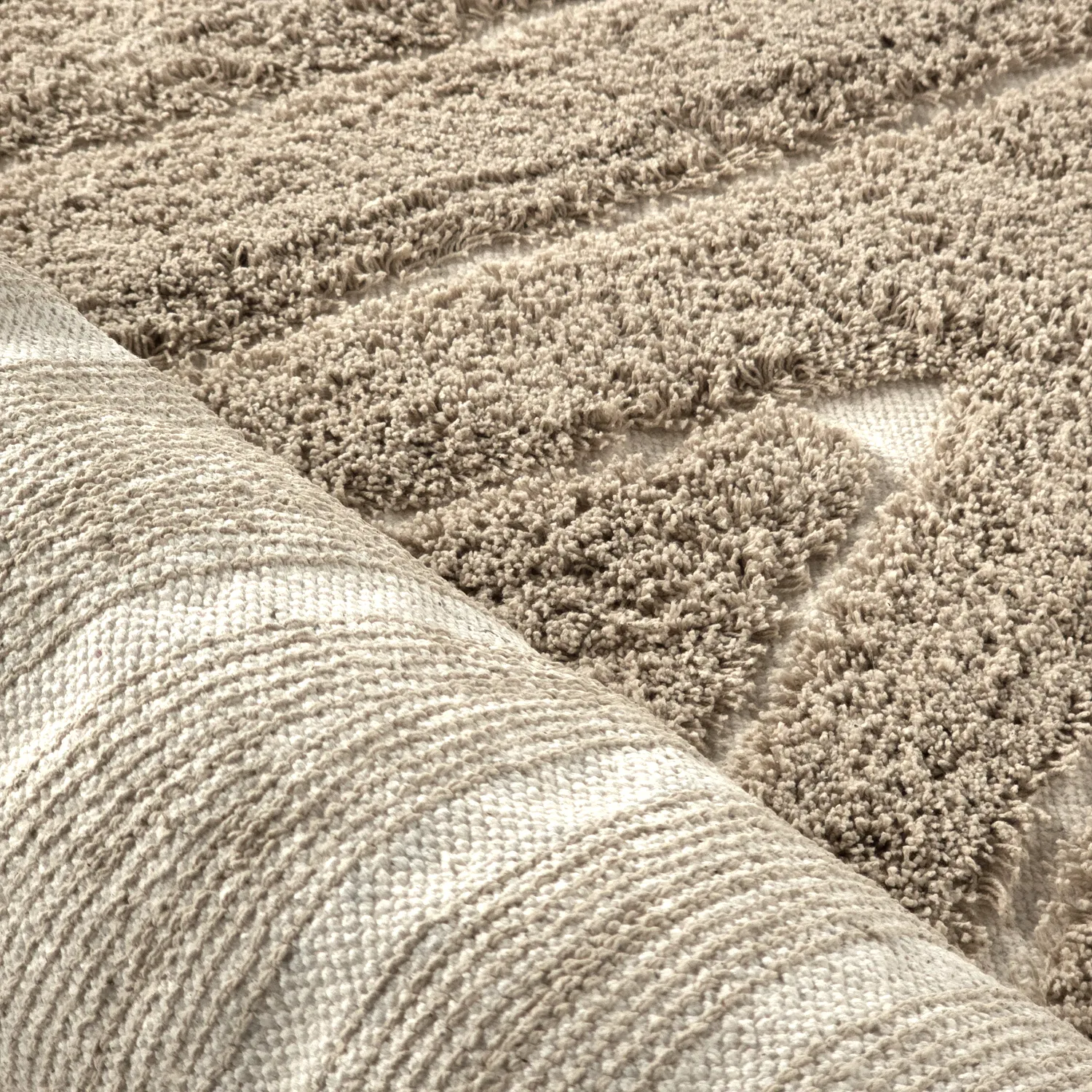 Shaggy koberce - Kindon Natural Cotton Shaggy (béžová/bílá)