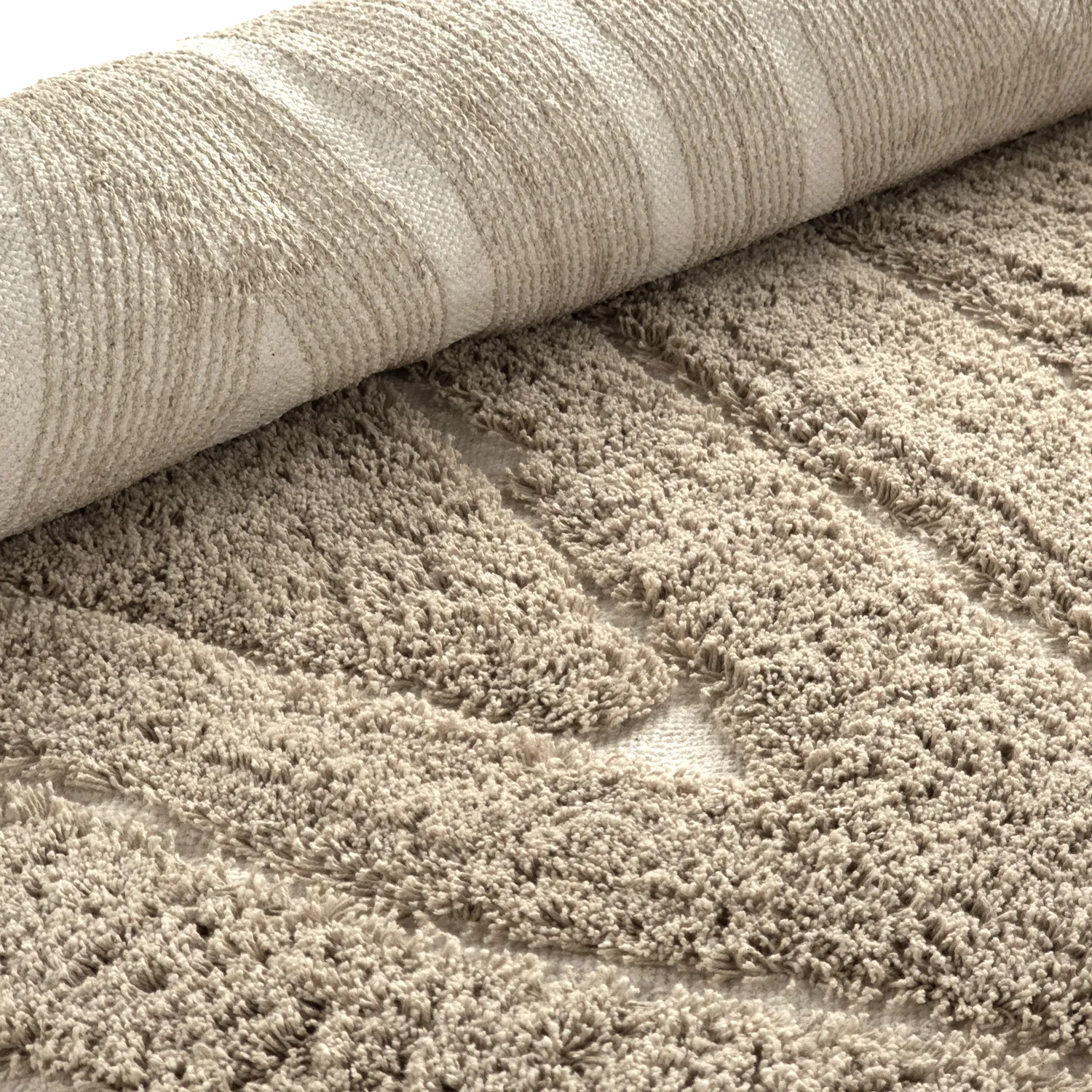 Shaggy koberce - Kindon Natural Cotton Shaggy (béžová/bílá)