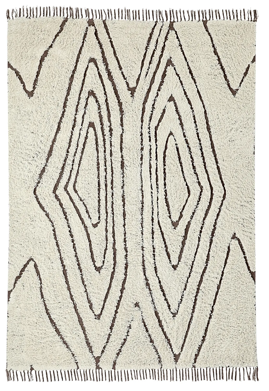Shaggy koberce - Kindon Natural Cotton Shaggy (šedobílá/hnědá)