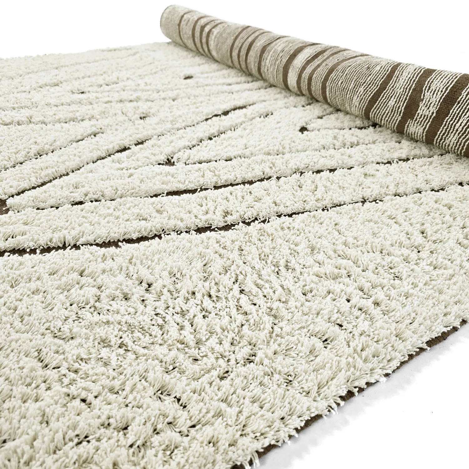Shaggy koberce - Kindon Natural Cotton Shaggy (šedobílá/hnědá)