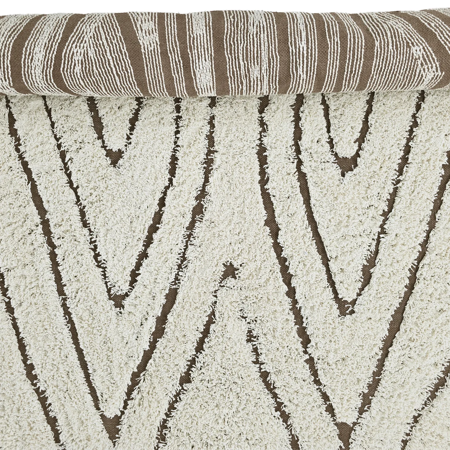 Shaggy koberce - Kindon Natural Cotton Shaggy (šedobílá/hnědá)