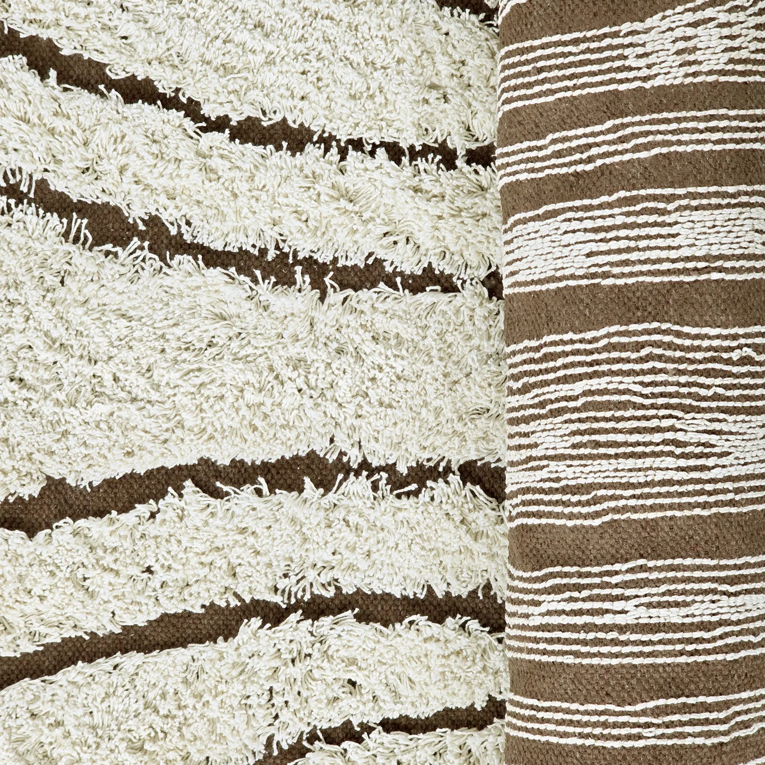 Shaggy koberce - Kindon Natural Cotton Shaggy (šedobílá/hnědá)