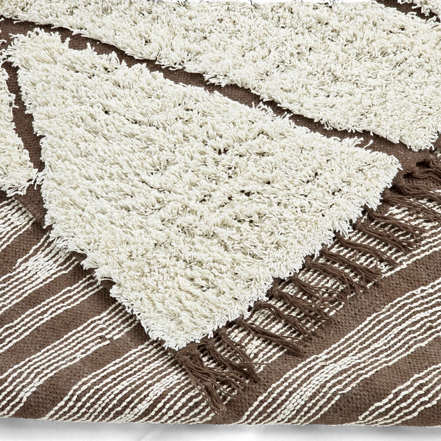 Shaggy koberce - Kindon Natural Cotton Shaggy (šedobílá/hnědá)