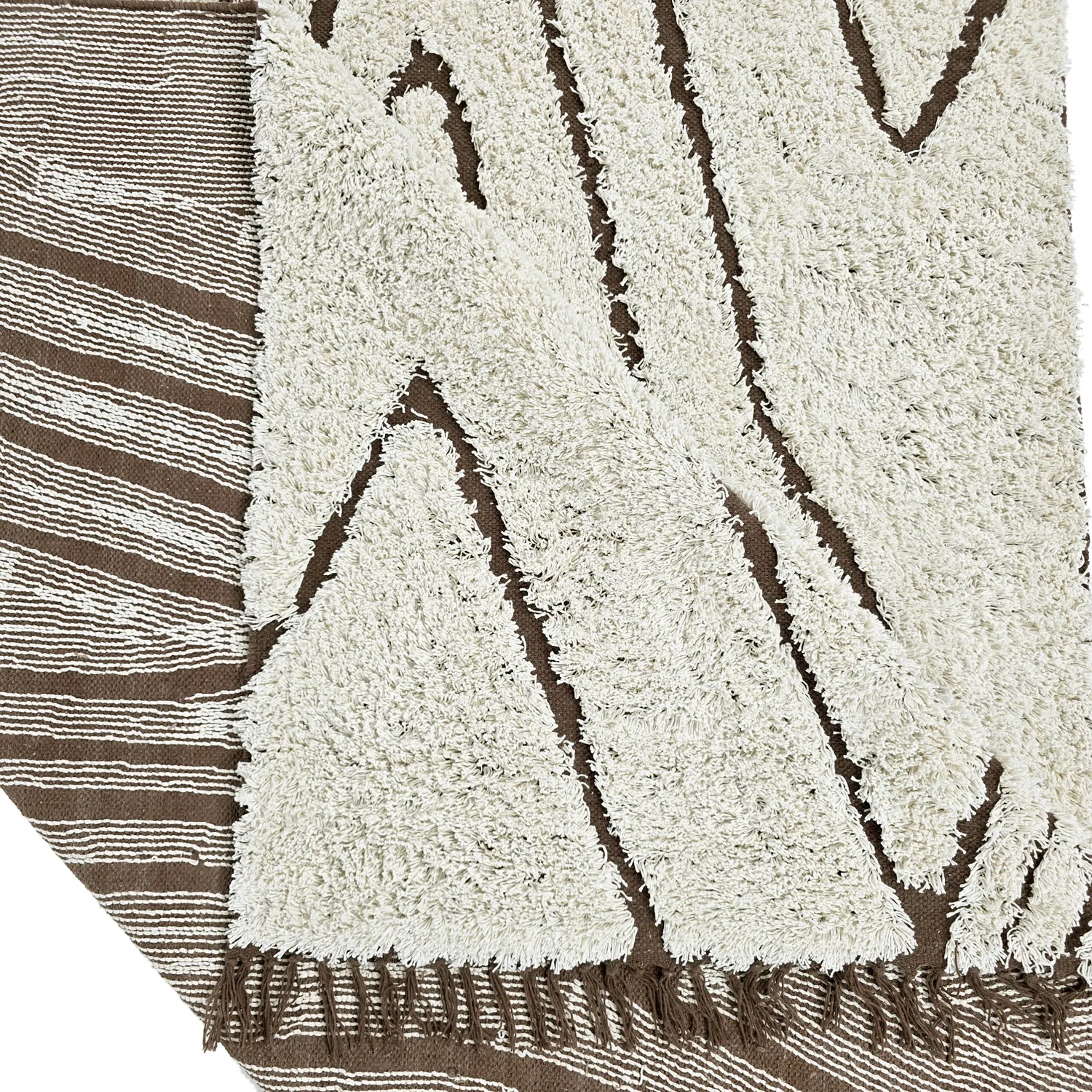 Shaggy koberce - Kindon Natural Cotton Shaggy (šedobílá/hnědá)