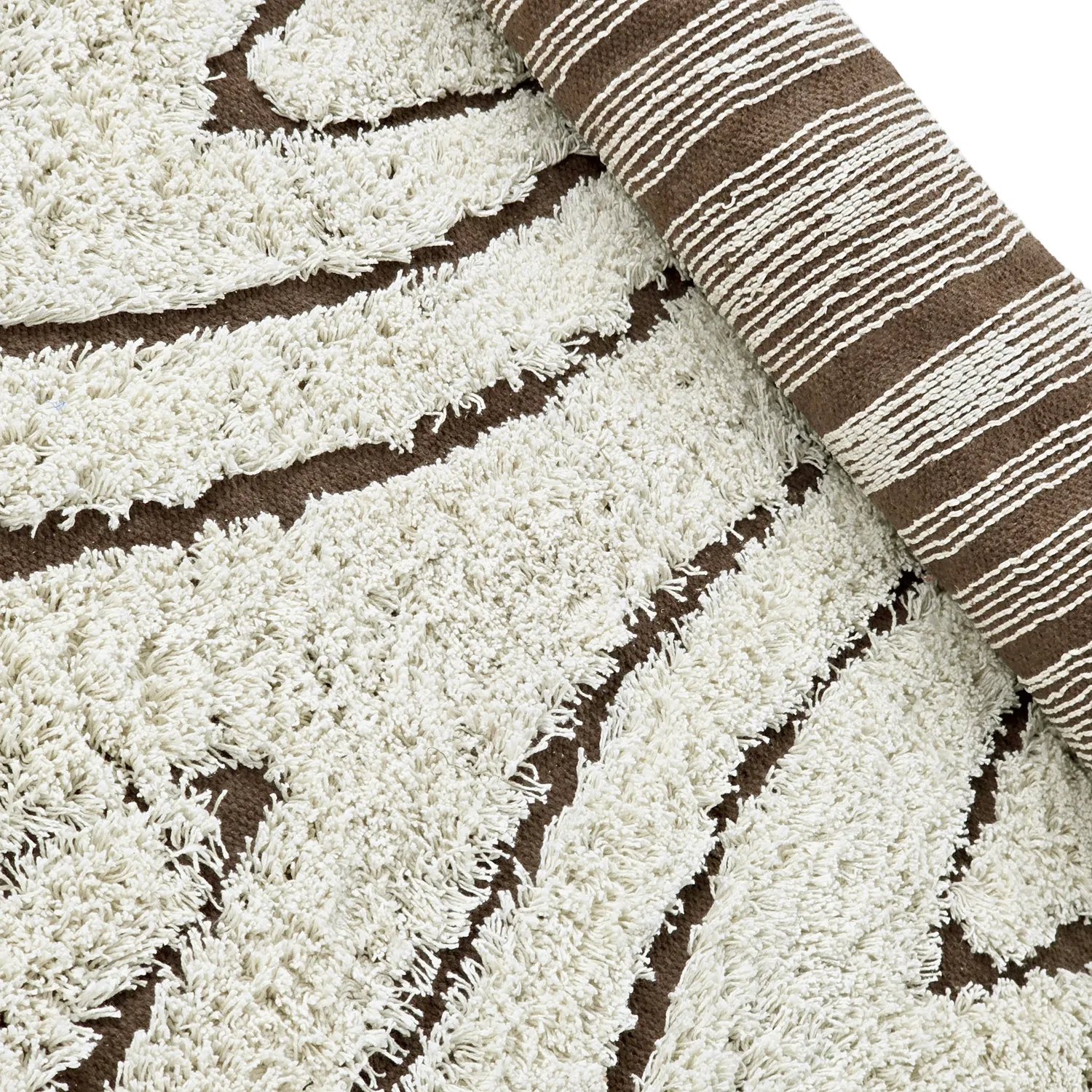 Shaggy koberce - Kindon Natural Cotton Shaggy (šedobílá/hnědá)