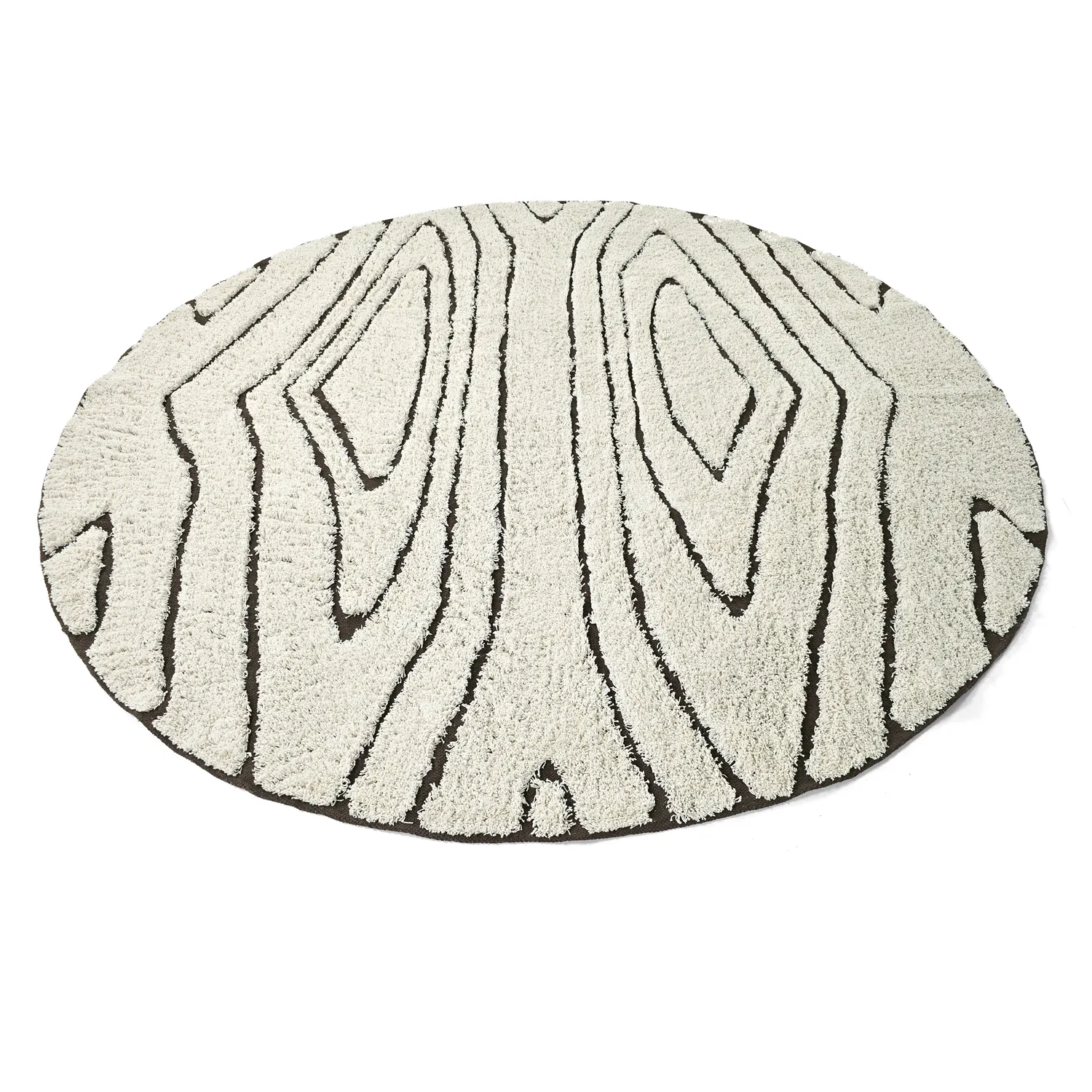 Kulatý koberec - Kindon Natural Cotton Shaggy (šedobílá/hnědá)