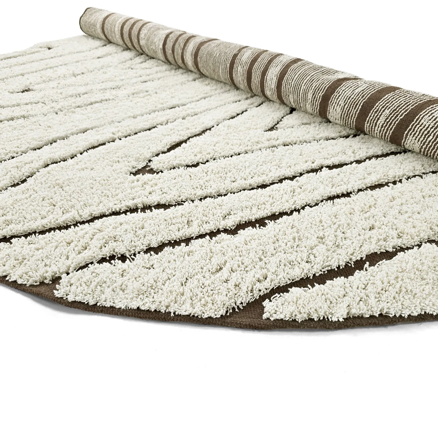 Kulatý koberec - Kindon Natural Cotton Shaggy (šedobílá/hnědá)