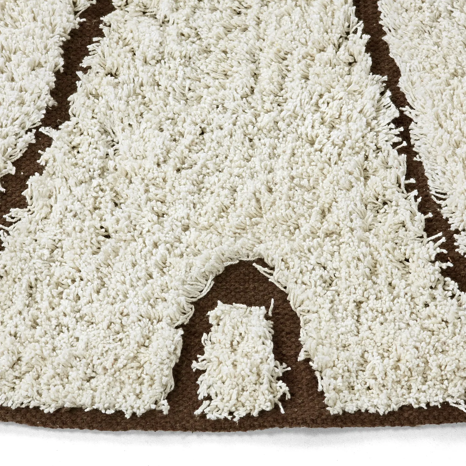 Kulatý koberec - Kindon Natural Cotton Shaggy (šedobílá/hnědá)