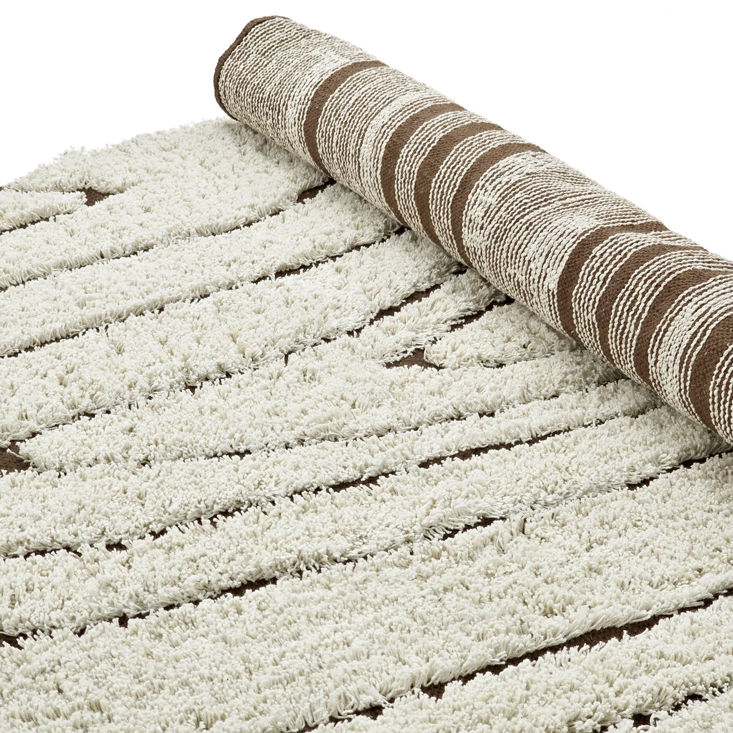 Kulatý koberec - Kindon Natural Cotton Shaggy (šedobílá/hnědá)