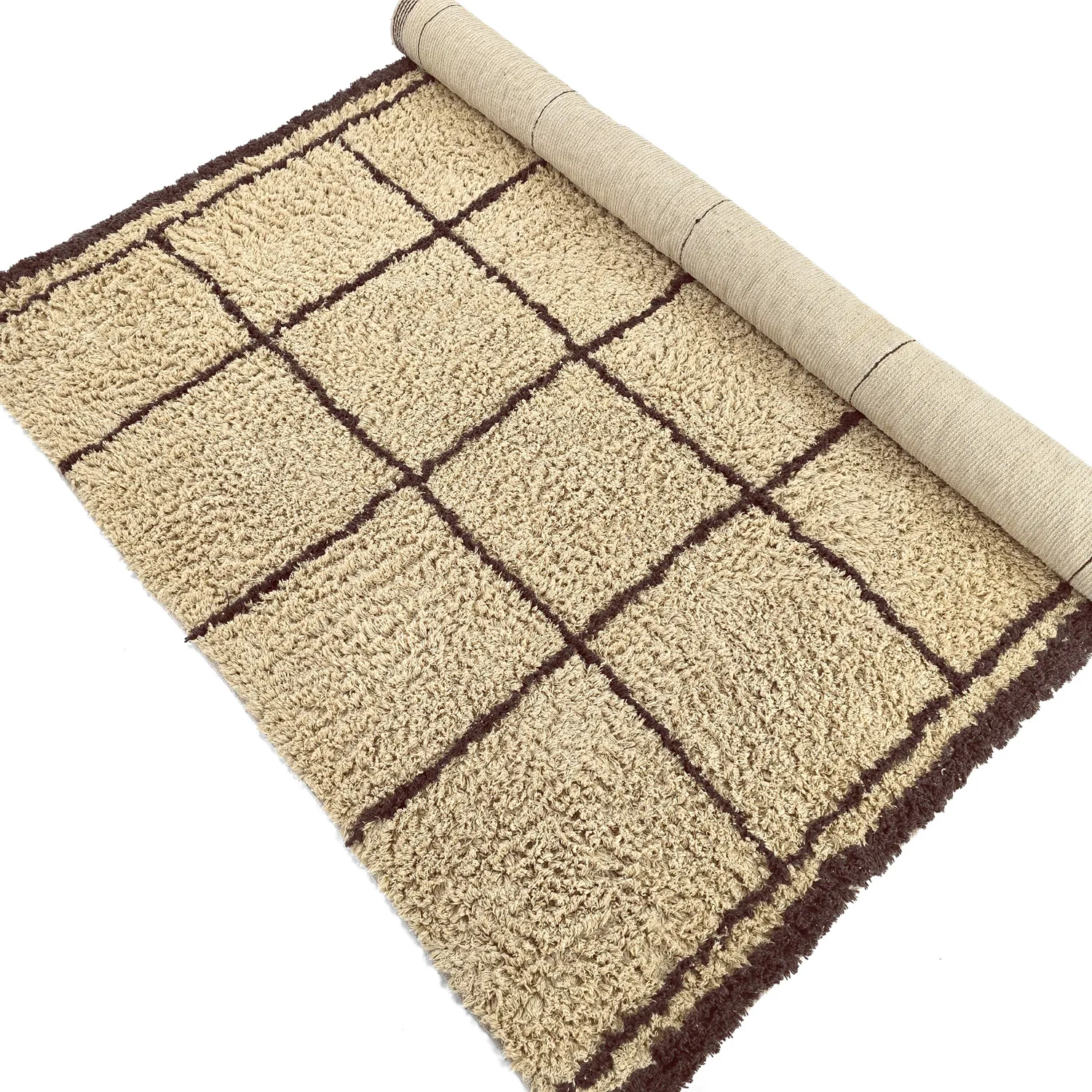 Shaggy koberce - Lana Natural Cotton Shaggy (béžová/hnědá)