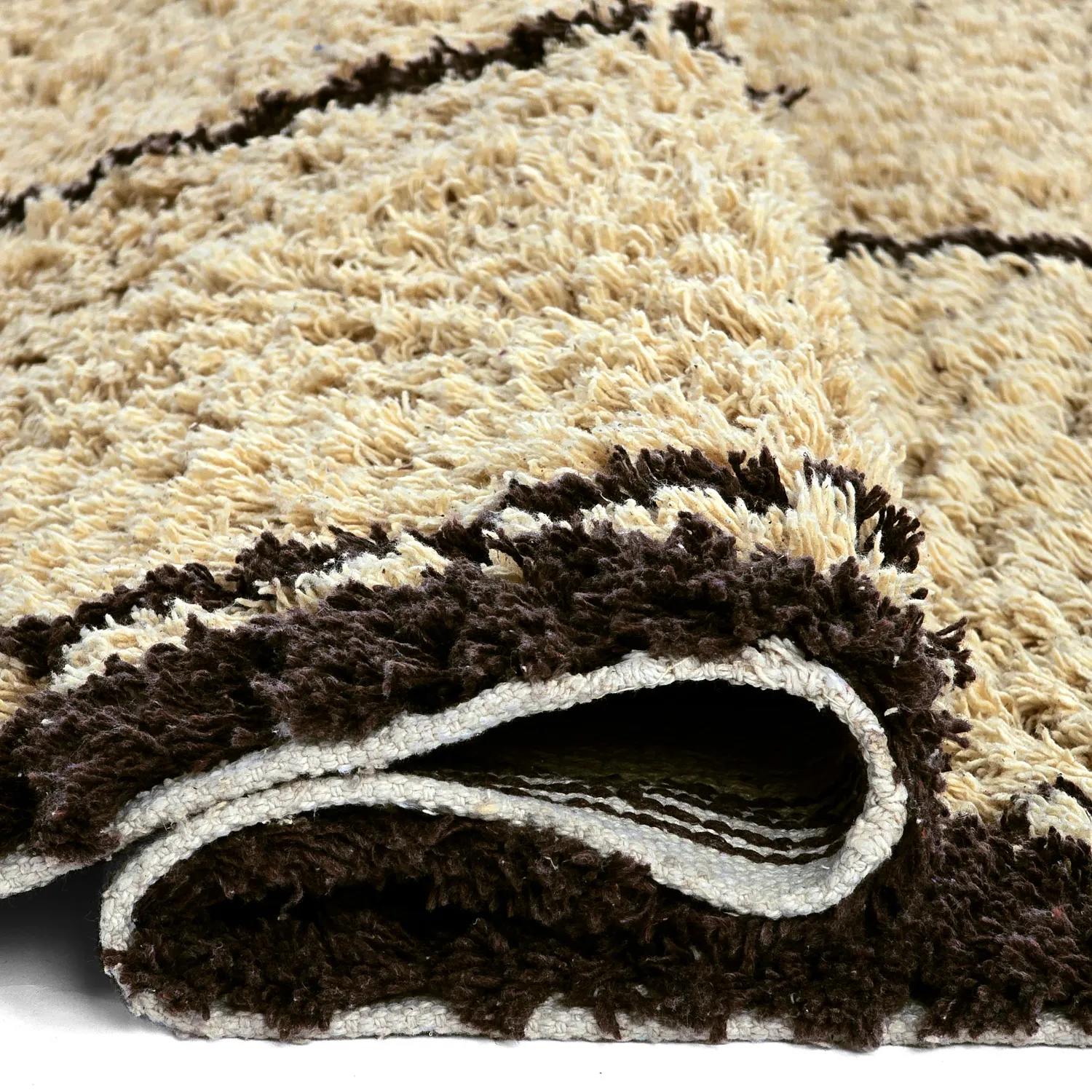 Shaggy koberce - Lana Natural Cotton Shaggy (béžová/hnědá)