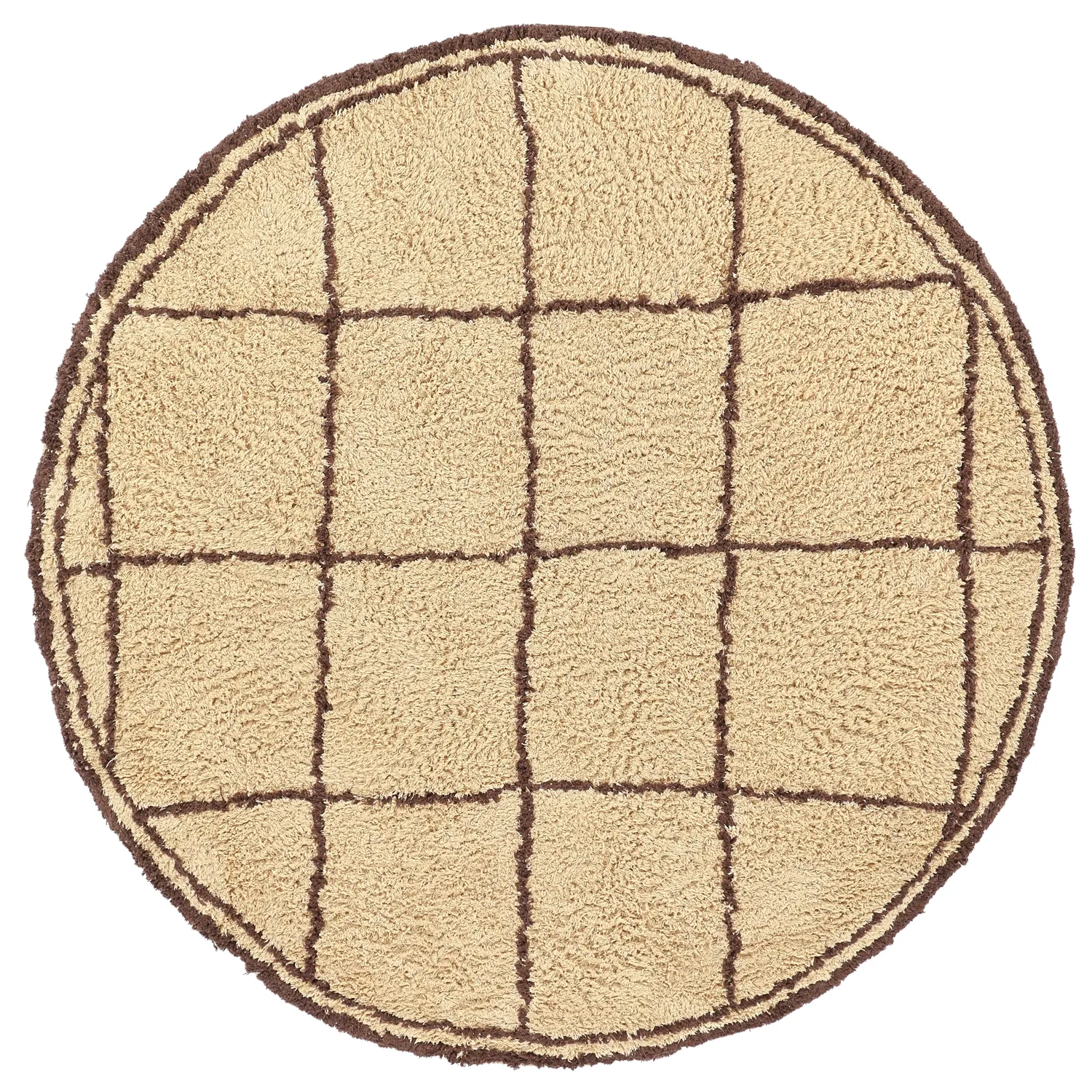Kulatý koberec - Lana Natural Cotton Shaggy (béžová/hnědá)