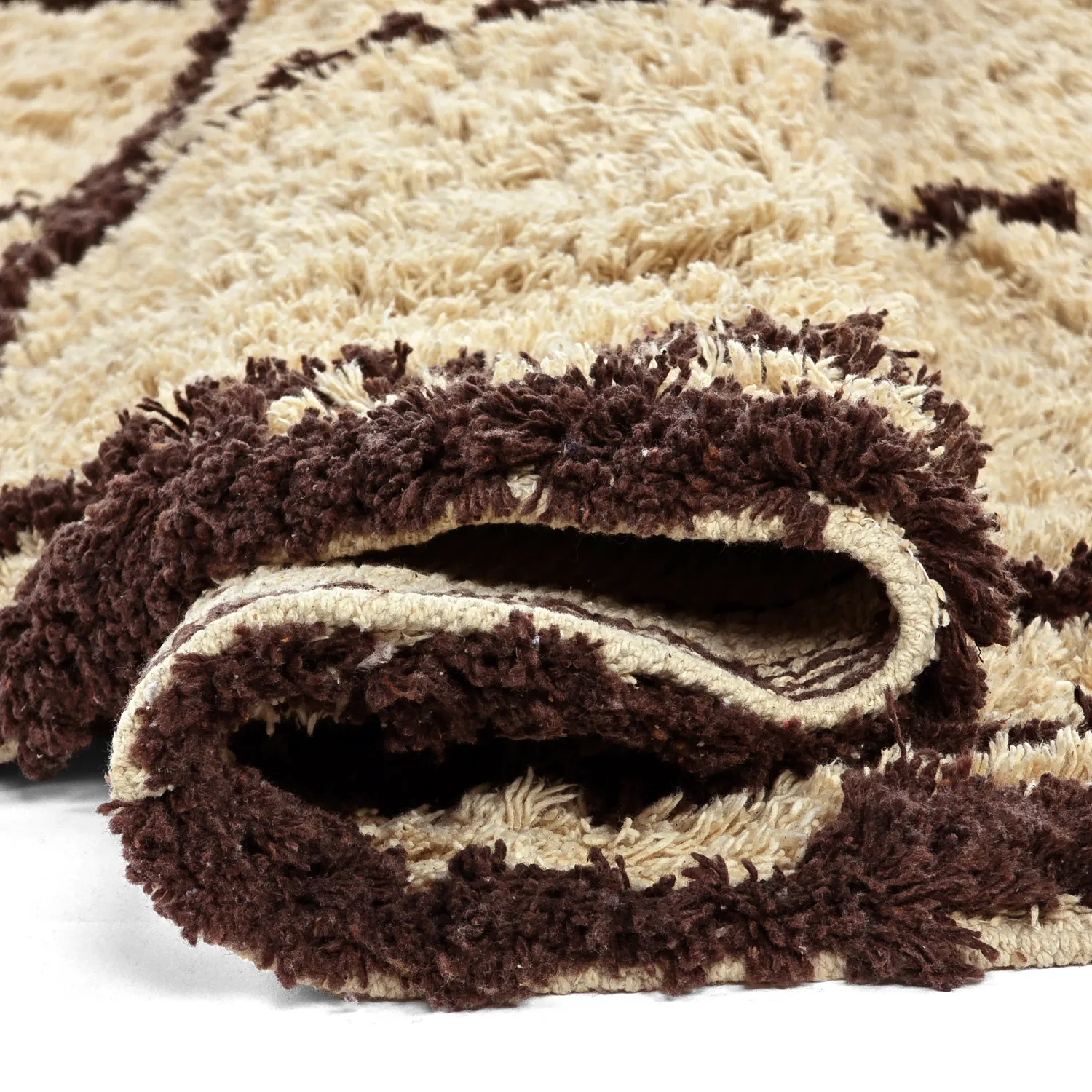 Kulatý koberec - Lana Natural Cotton Shaggy (béžová/hnědá)
