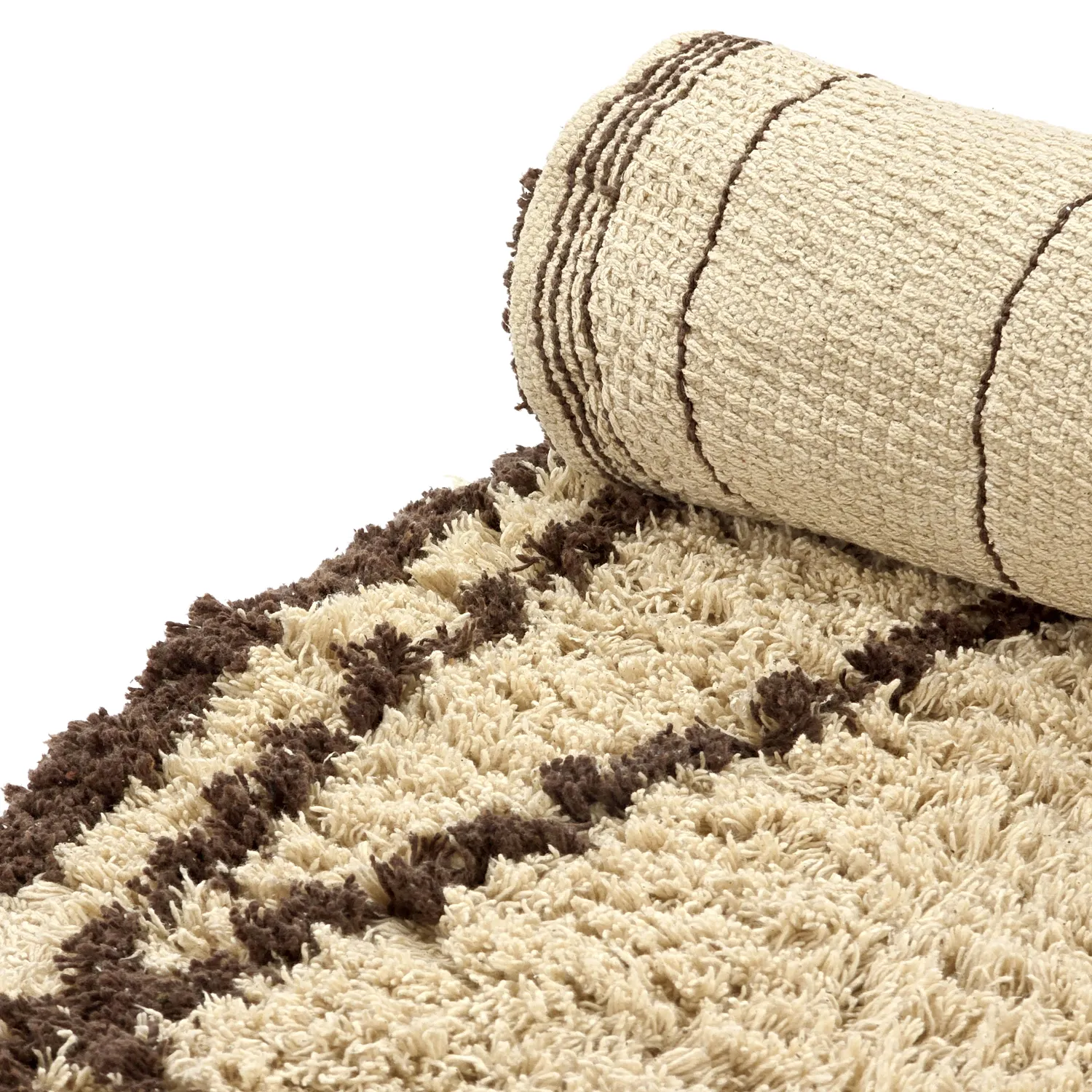 Kulatý koberec - Lana Natural Cotton Shaggy (béžová/hnědá)