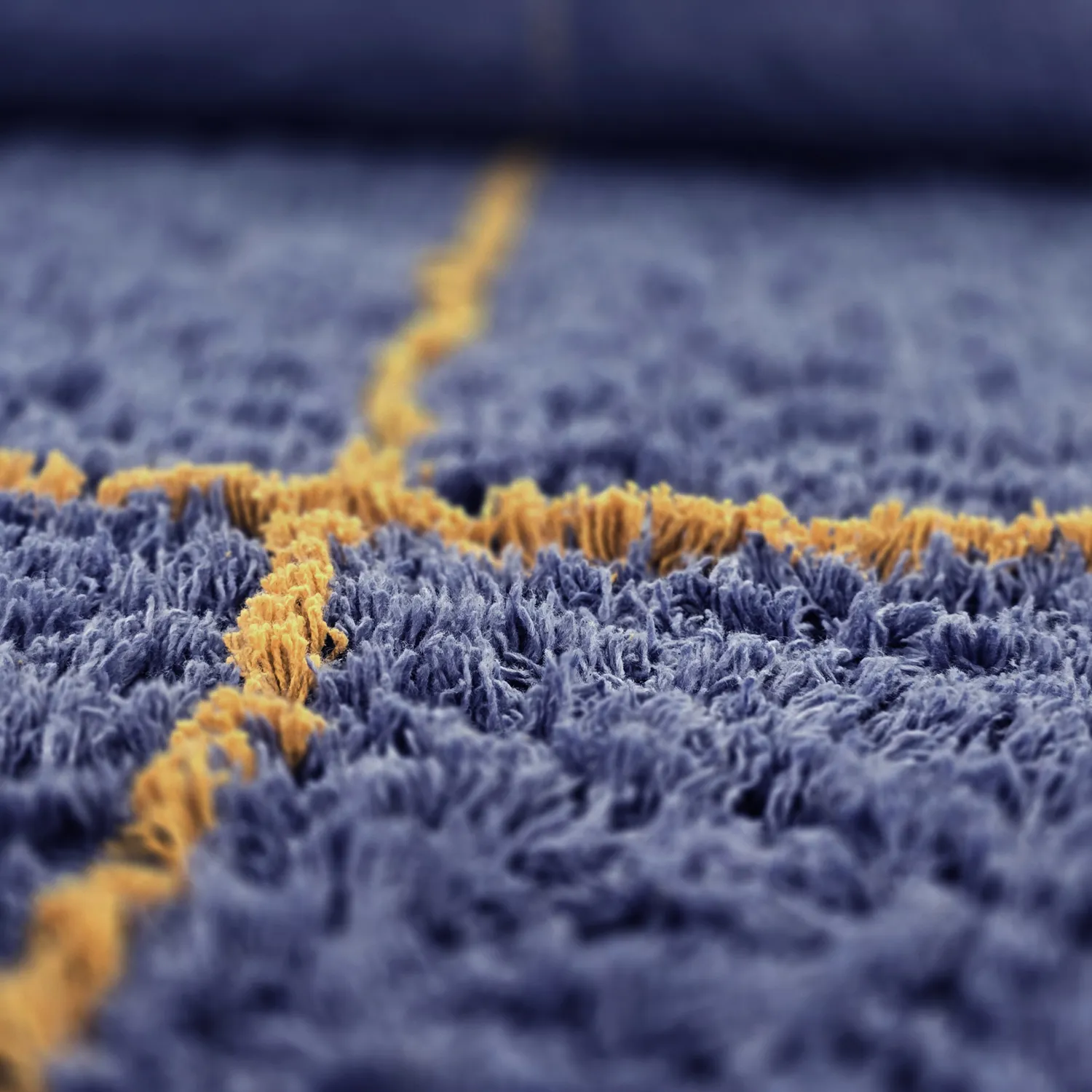 Kulatý koberec - Lana Natural Cotton Shaggy (modrá/žlutá)