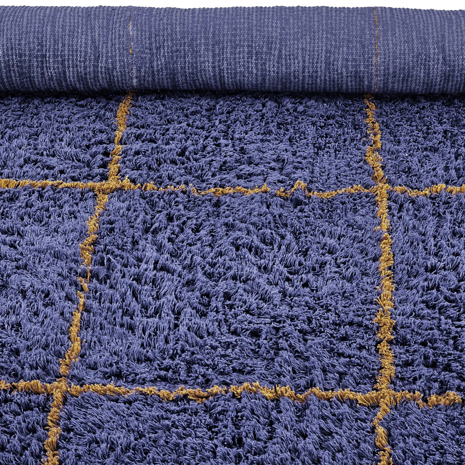 Shaggy koberce - Lana Natural Cotton Shaggy (modrá/žlutá)