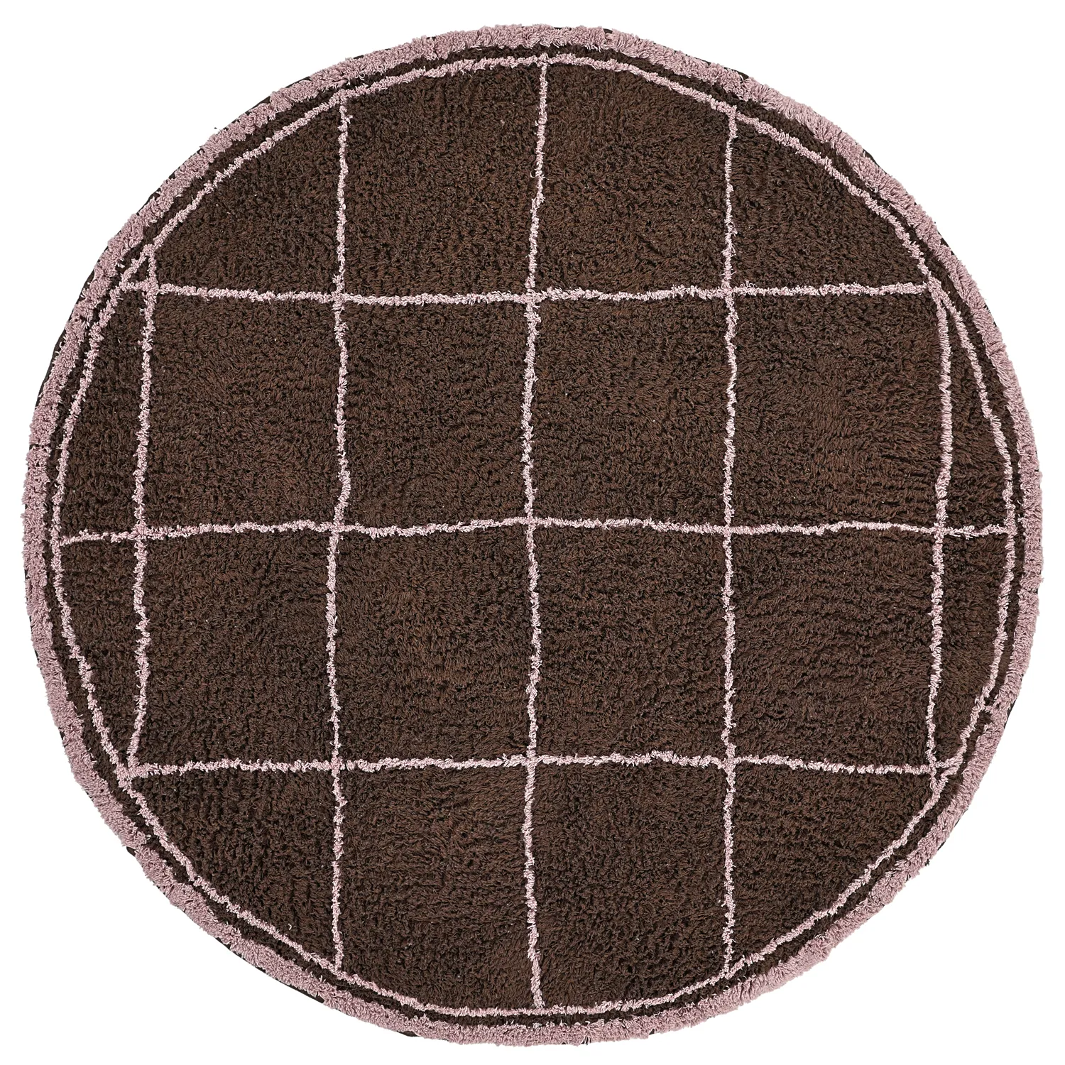 Kulatý koberec - Lana Natural Cotton Shaggy (hnědý)