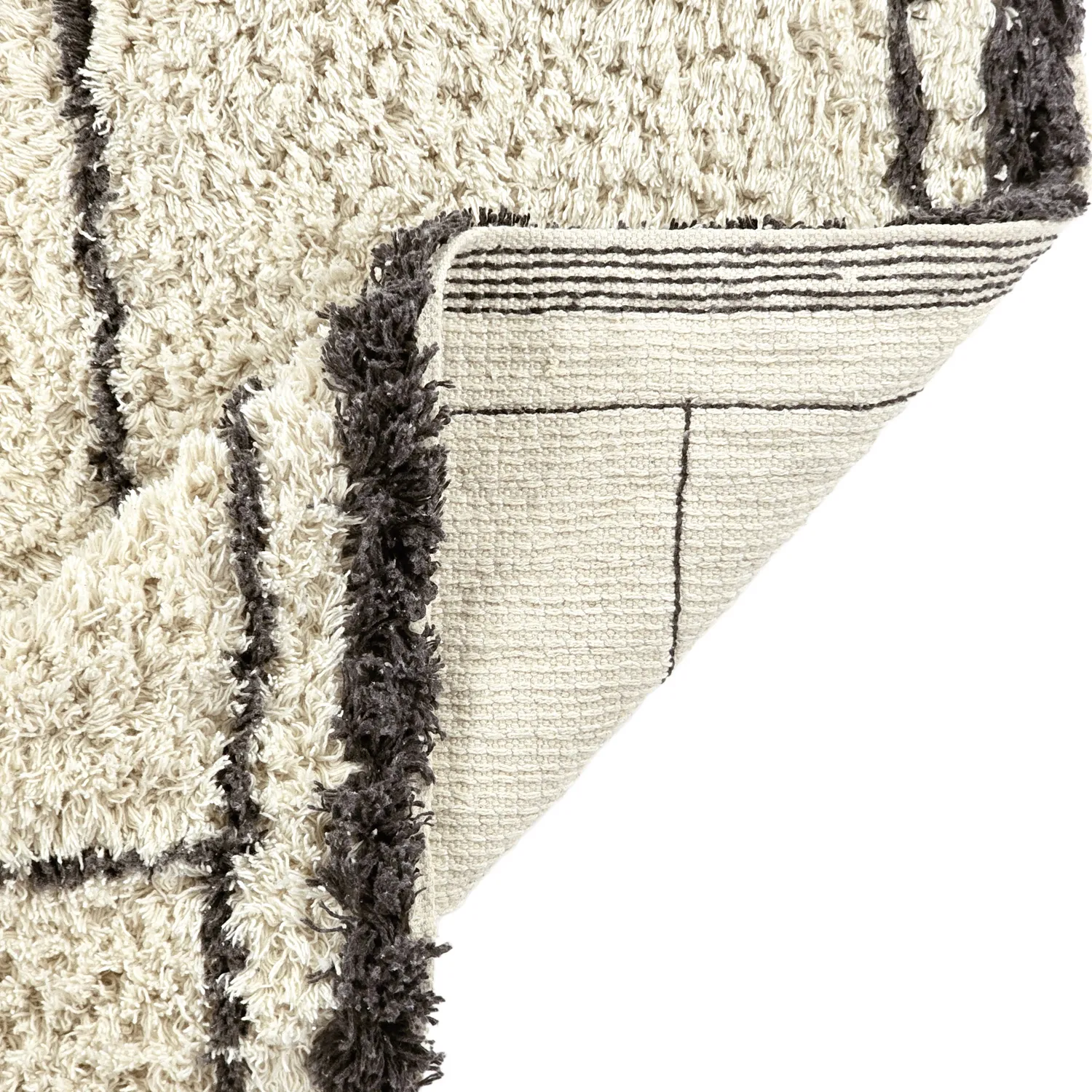 Shaggy koberce - Lana Natural Cotton Shaggy (krémová/tmavě šedá)