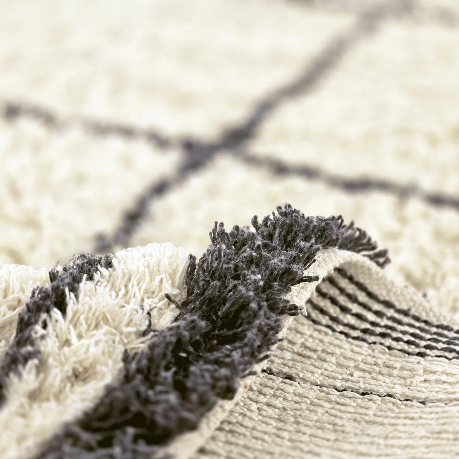 Shaggy koberce - Lana Natural Cotton Shaggy (krémová/tmavě šedá)