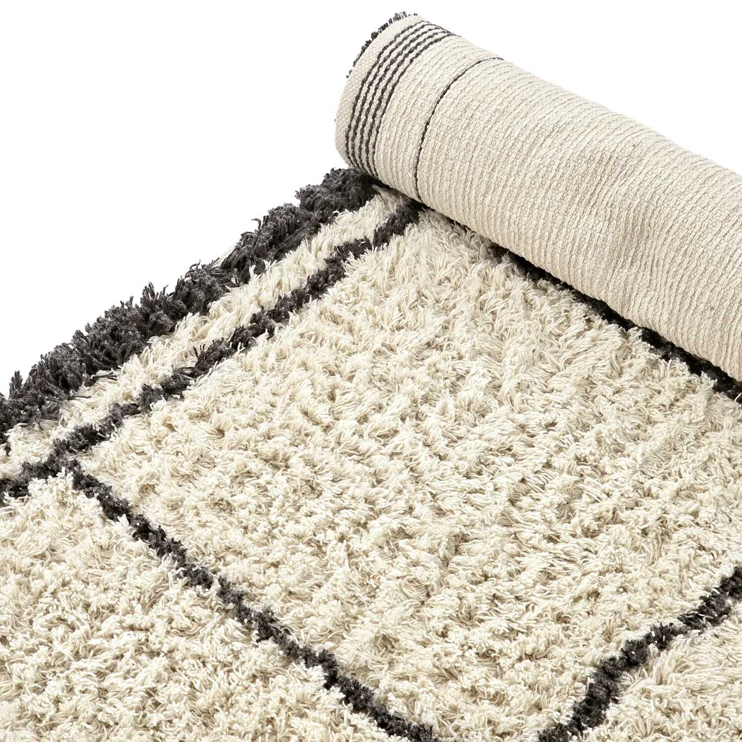 Shaggy koberce - Lana Natural Cotton Shaggy (krémová/tmavě šedá)