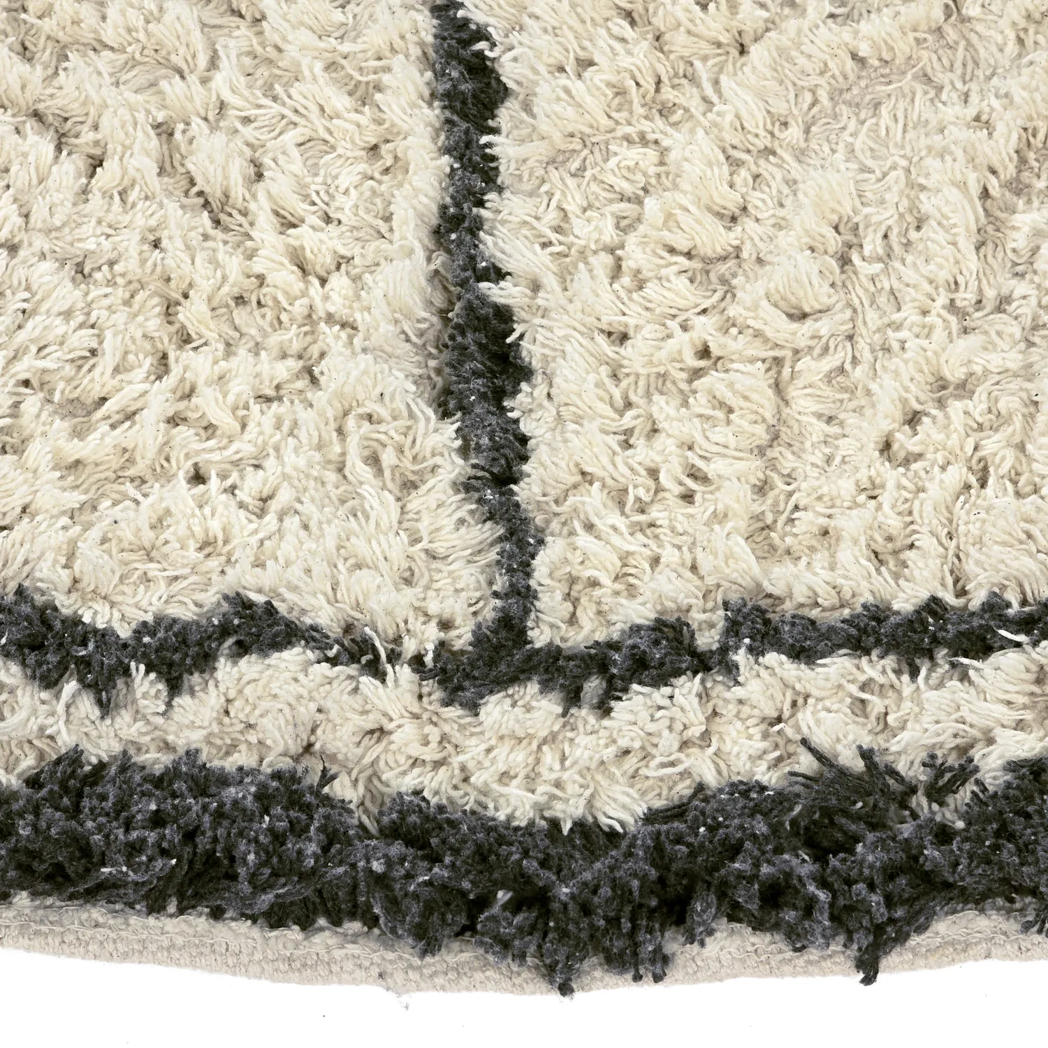 Kulatý koberec - Lana Natural Cotton Shaggy (krémová/tmavě šedá)