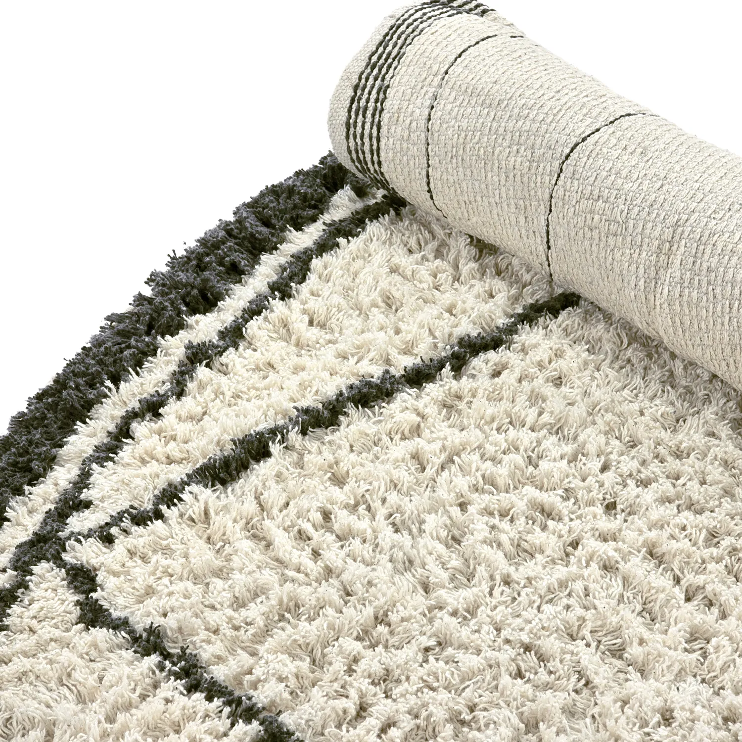 Kulatý koberec - Lana Natural Cotton Shaggy (krémová/tmavě šedá)